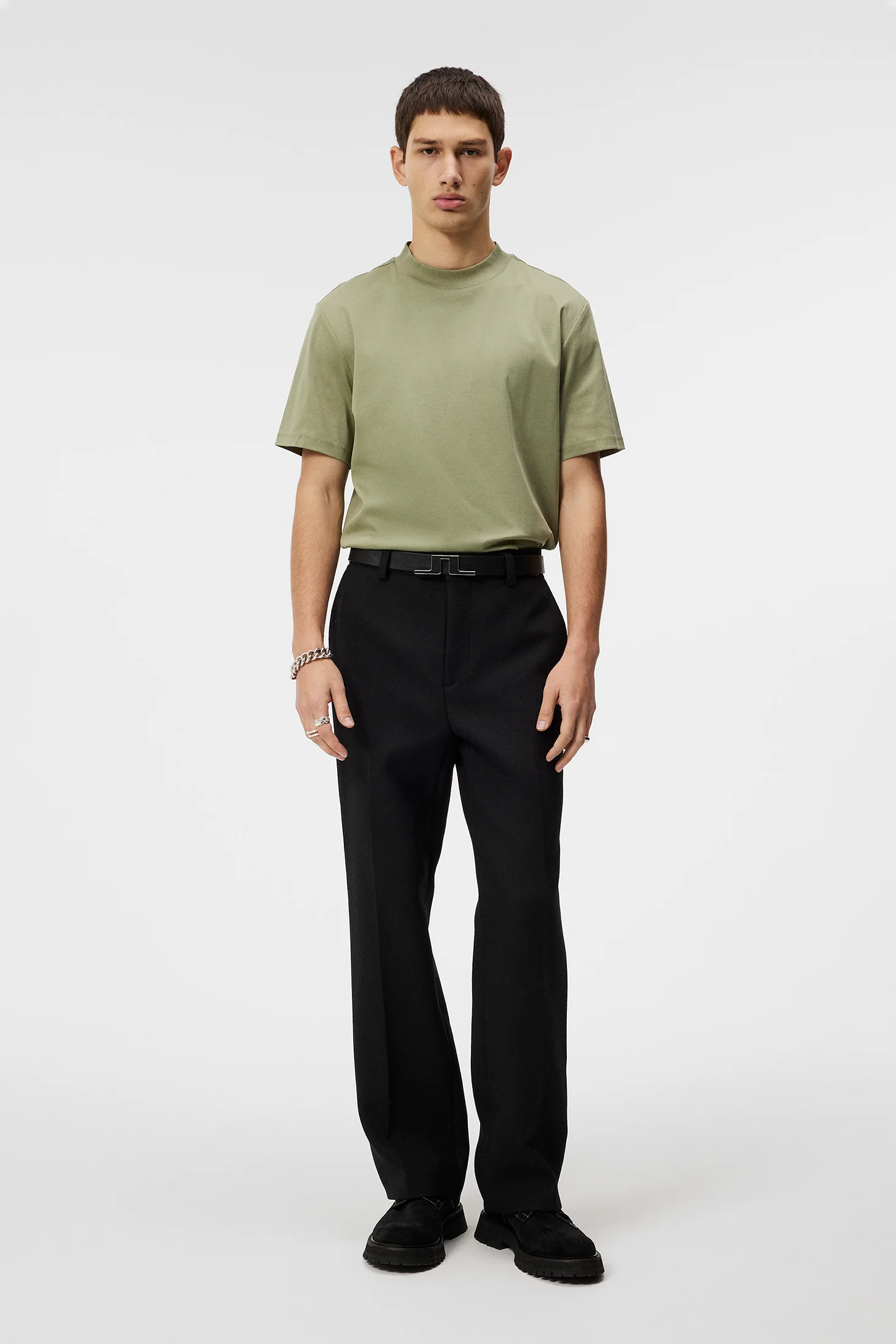 Ace Mock Neck T-shirt / Oil Green - Image 4