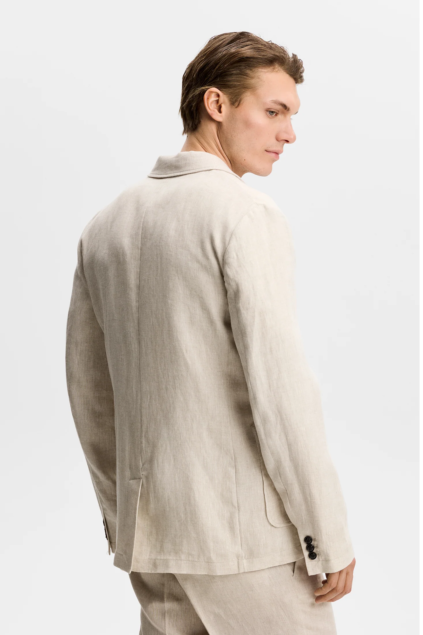 Alban Drape Linen Blazer / Moonbeam - Image 3