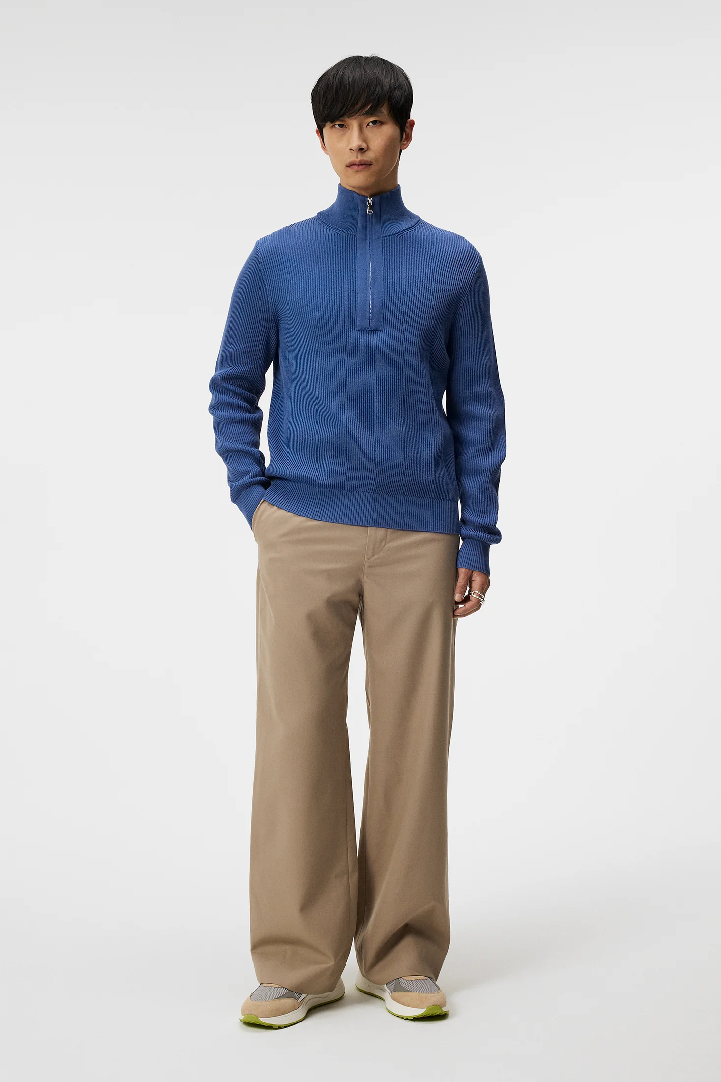 Alex Half Zip Knitted Sweater / Bijou Blue - Image 4