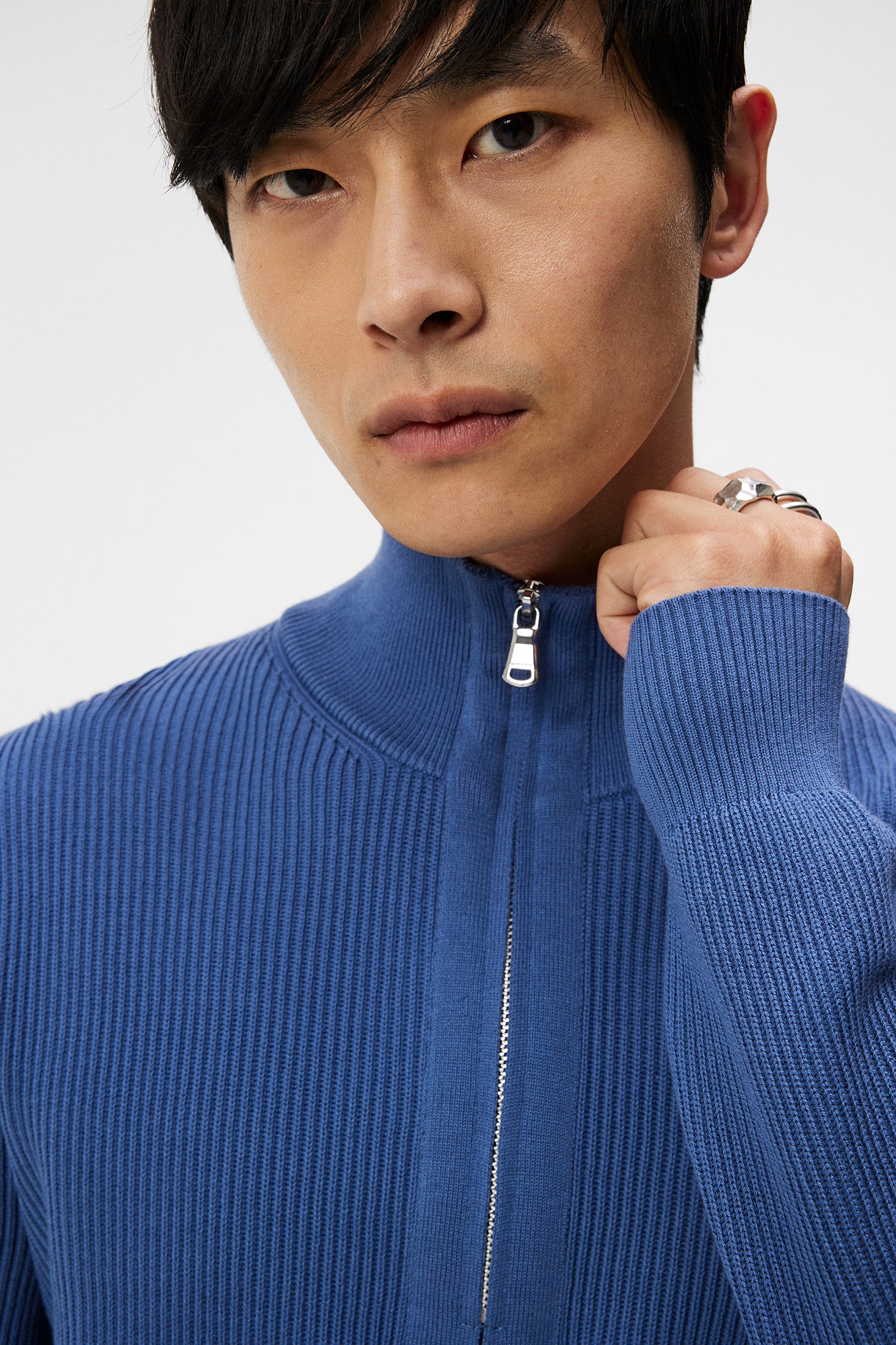 Alex Half Zip Knitted Sweater / Bijou Blue - Image 5