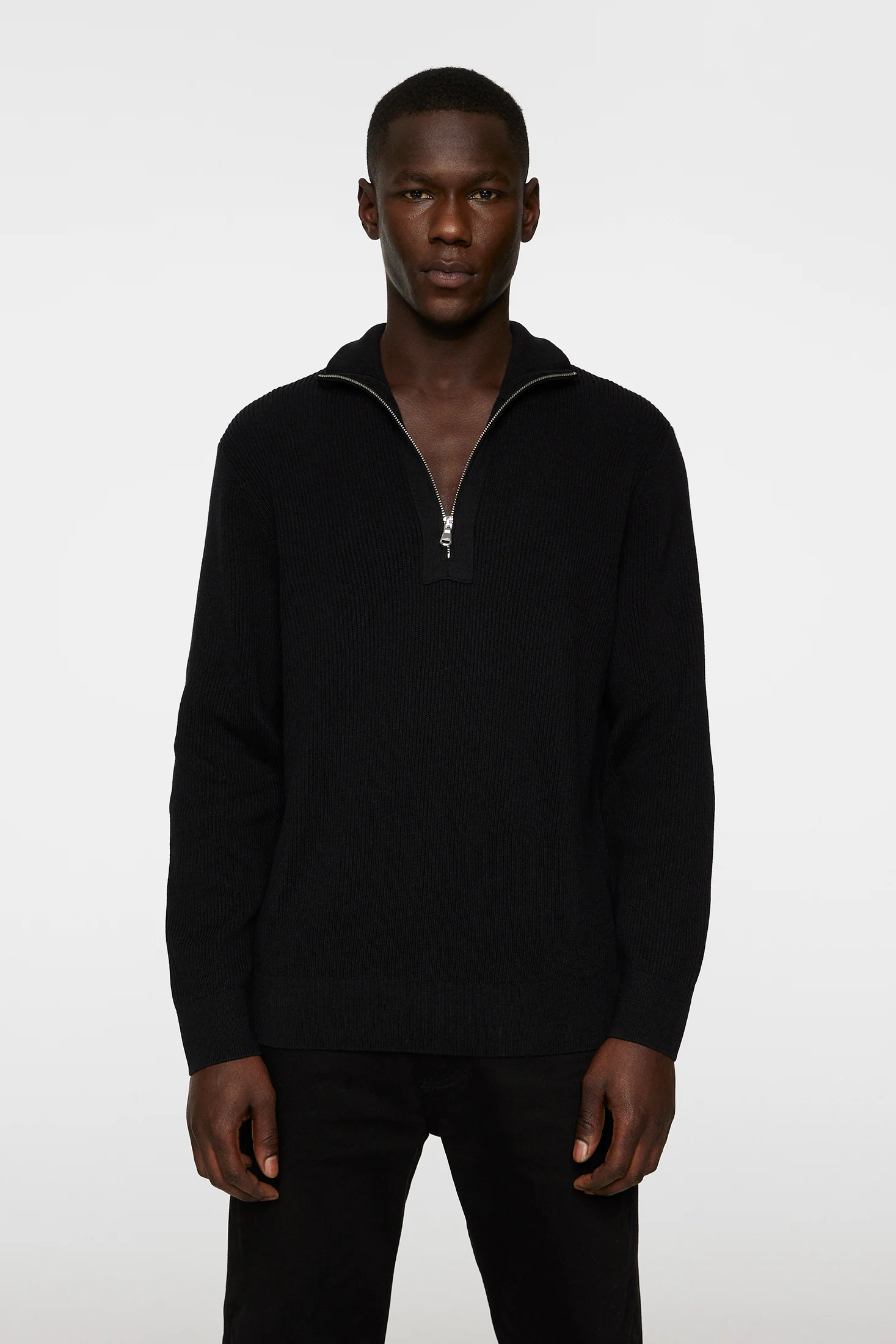 Alex Half Zip Knitted Sweater / Black - Image 2