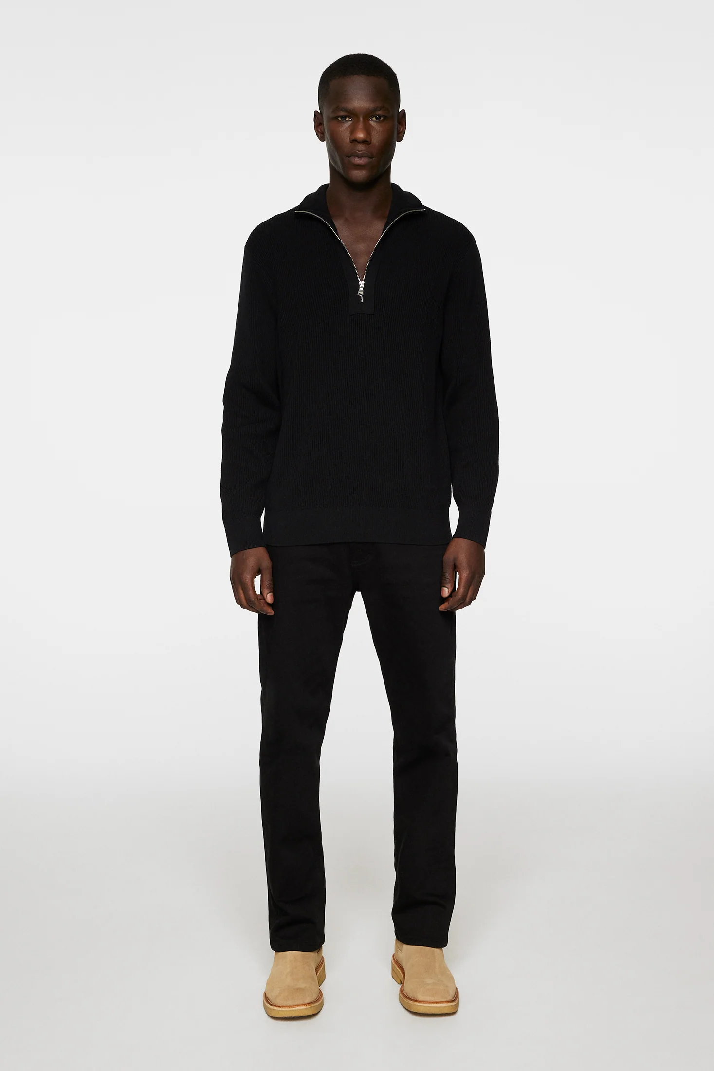 Alex Half Zip Knitted Sweater / Black - Image 4
