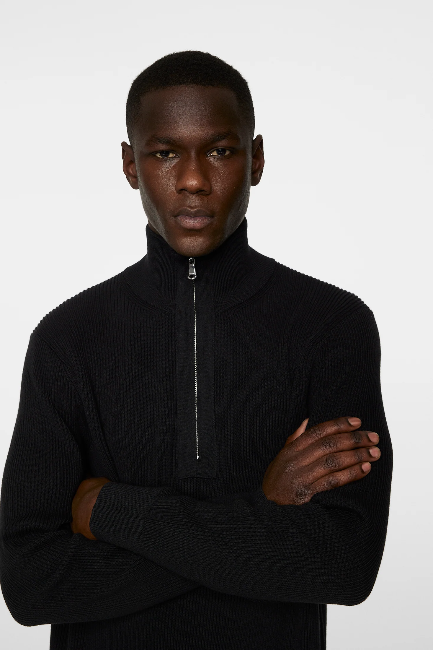 Alex Half Zip Knitted Sweater / Black - Image 5