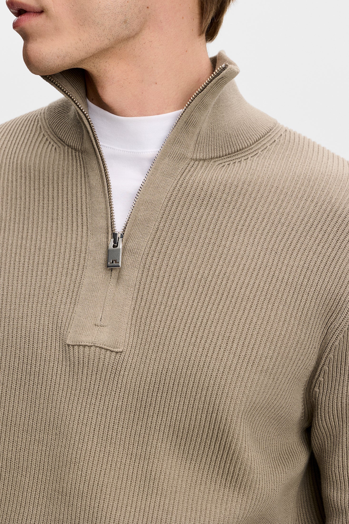 Alex Half Zip Knitted Sweater / Brindle - Image 6