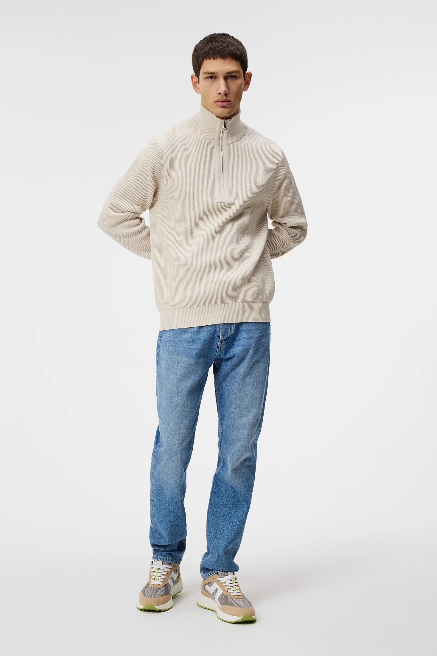 Alex Half Zip Knitted Sweater / Moonbeam - Image 4
