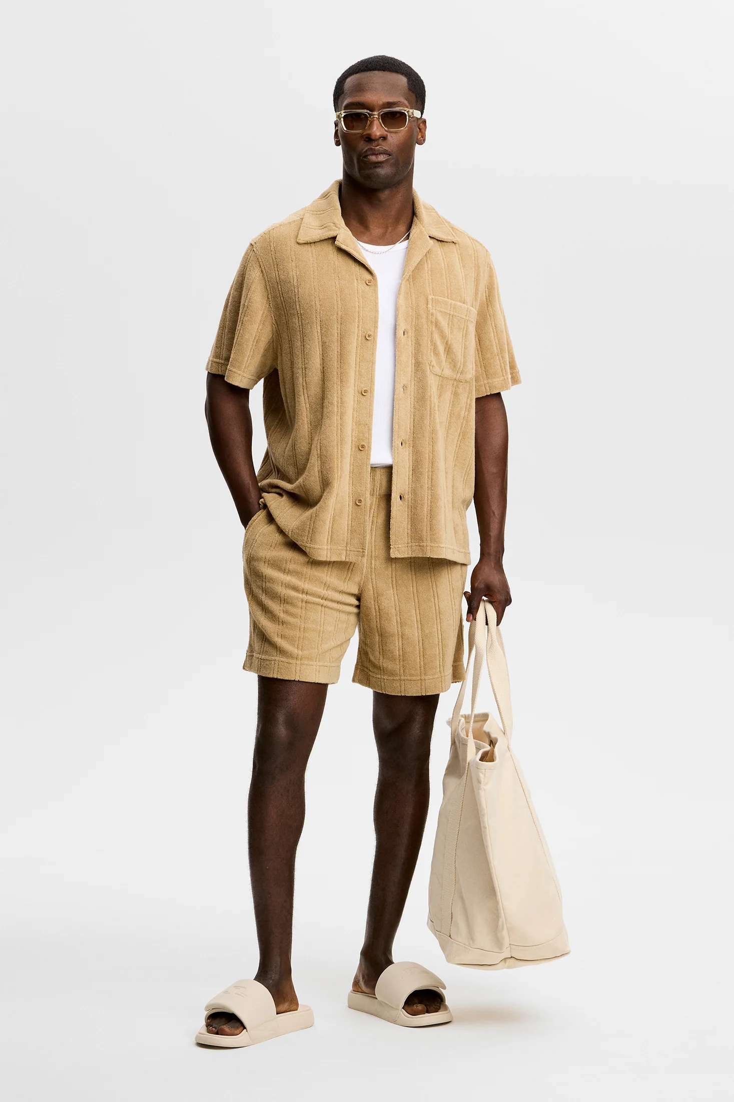 Allan Stripe Terry Shorts / Kelp - Image 4