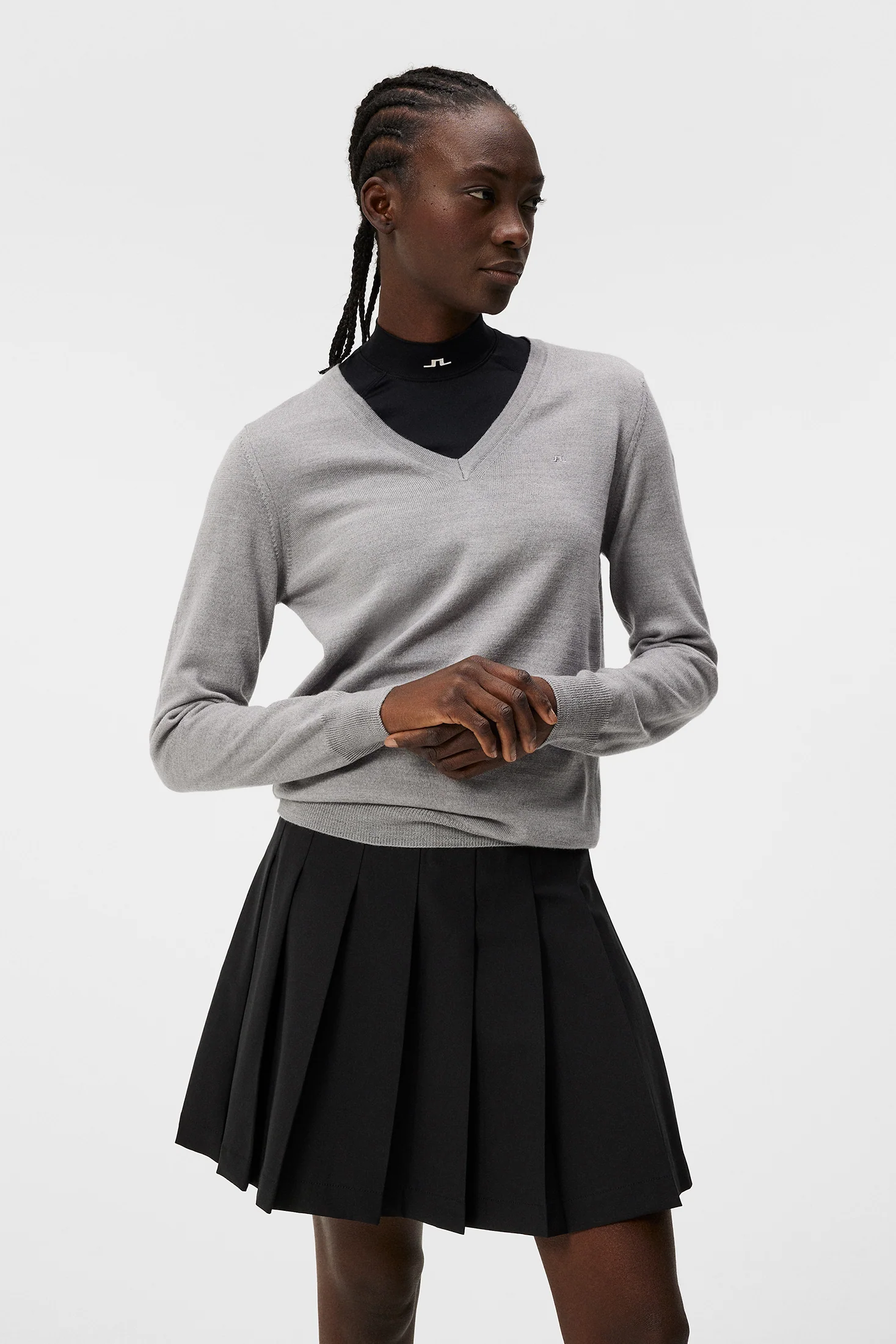Amaya Knitted Sweater / Light Grey Melange - Image 2