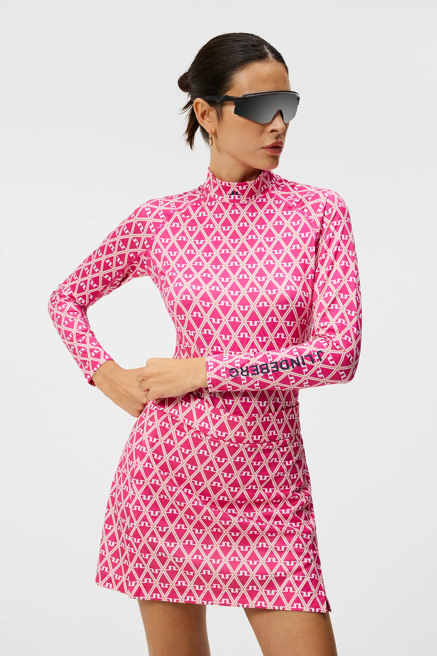 Asa Print Soft Compression Top / Geo Fuchsia Purple - Image 2