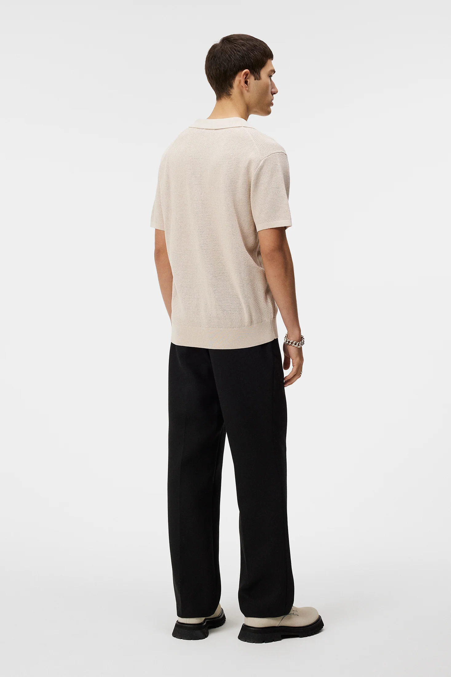 Ben Open Collar Polo / Moonbeam - Image 3