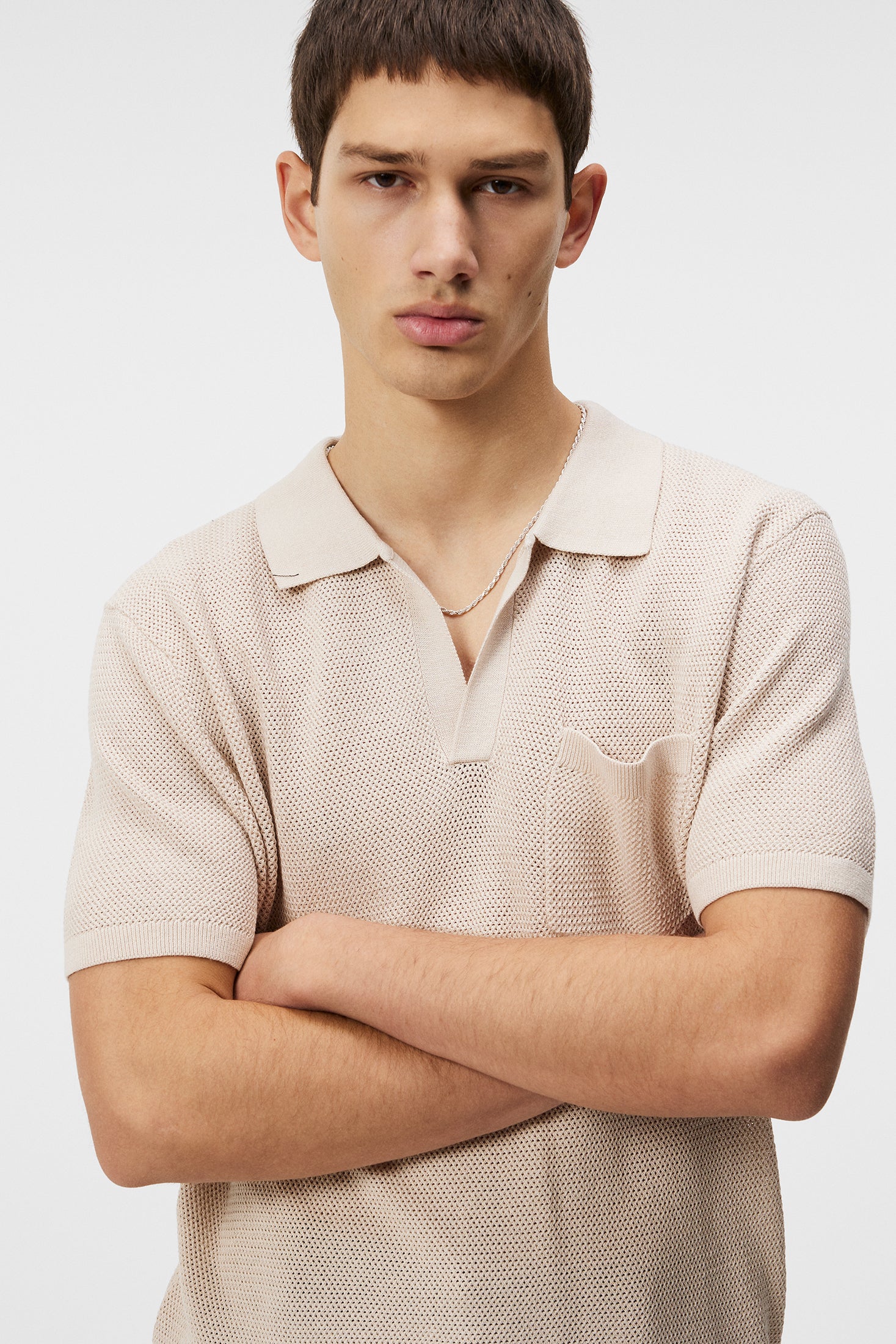 Ben Open Collar Polo / Moonbeam - Image 5