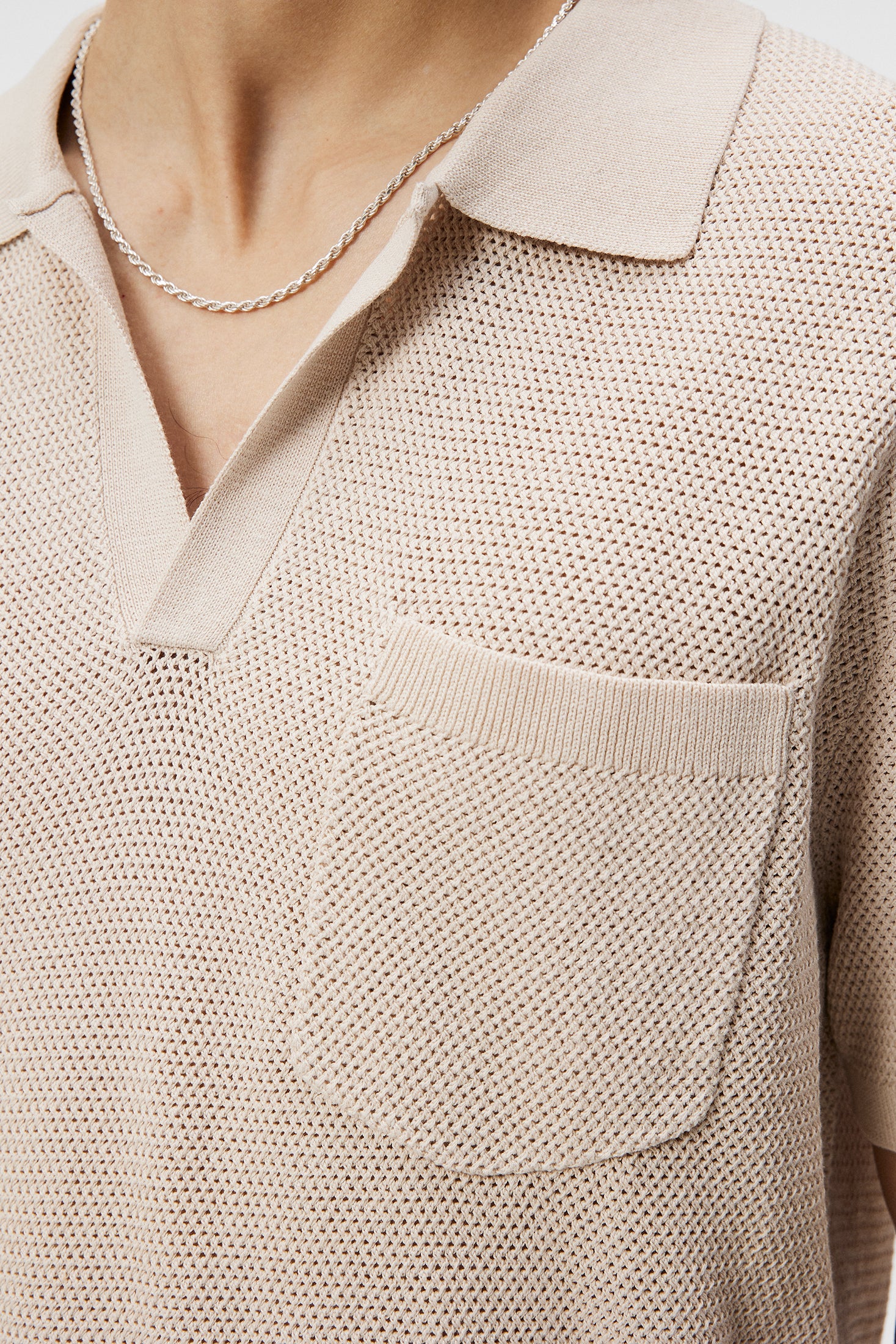 Ben Open Collar Polo / Moonbeam - Image 6