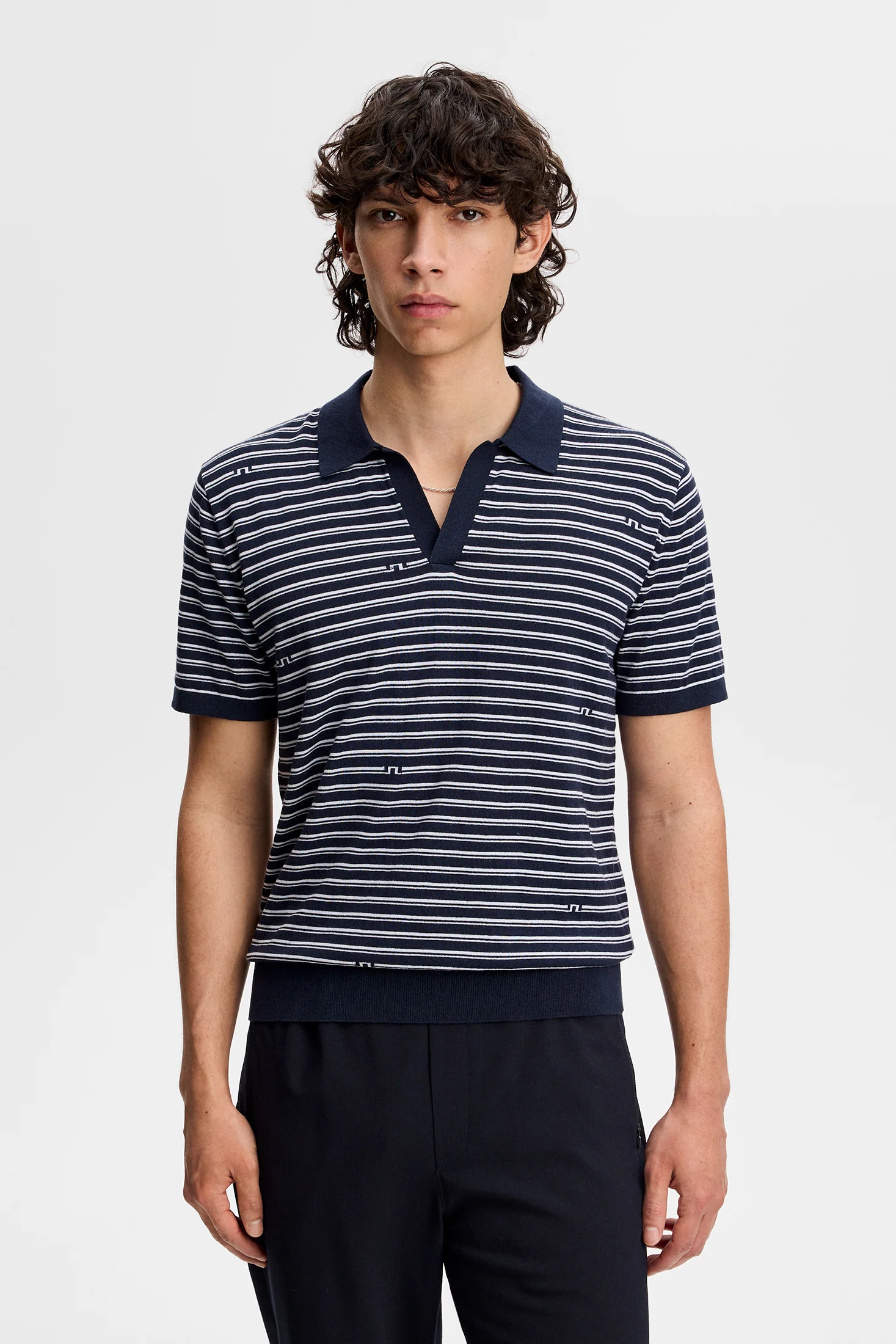 Ben Structure Stripe Polo / Bridge Stripe Navy - Image 2
