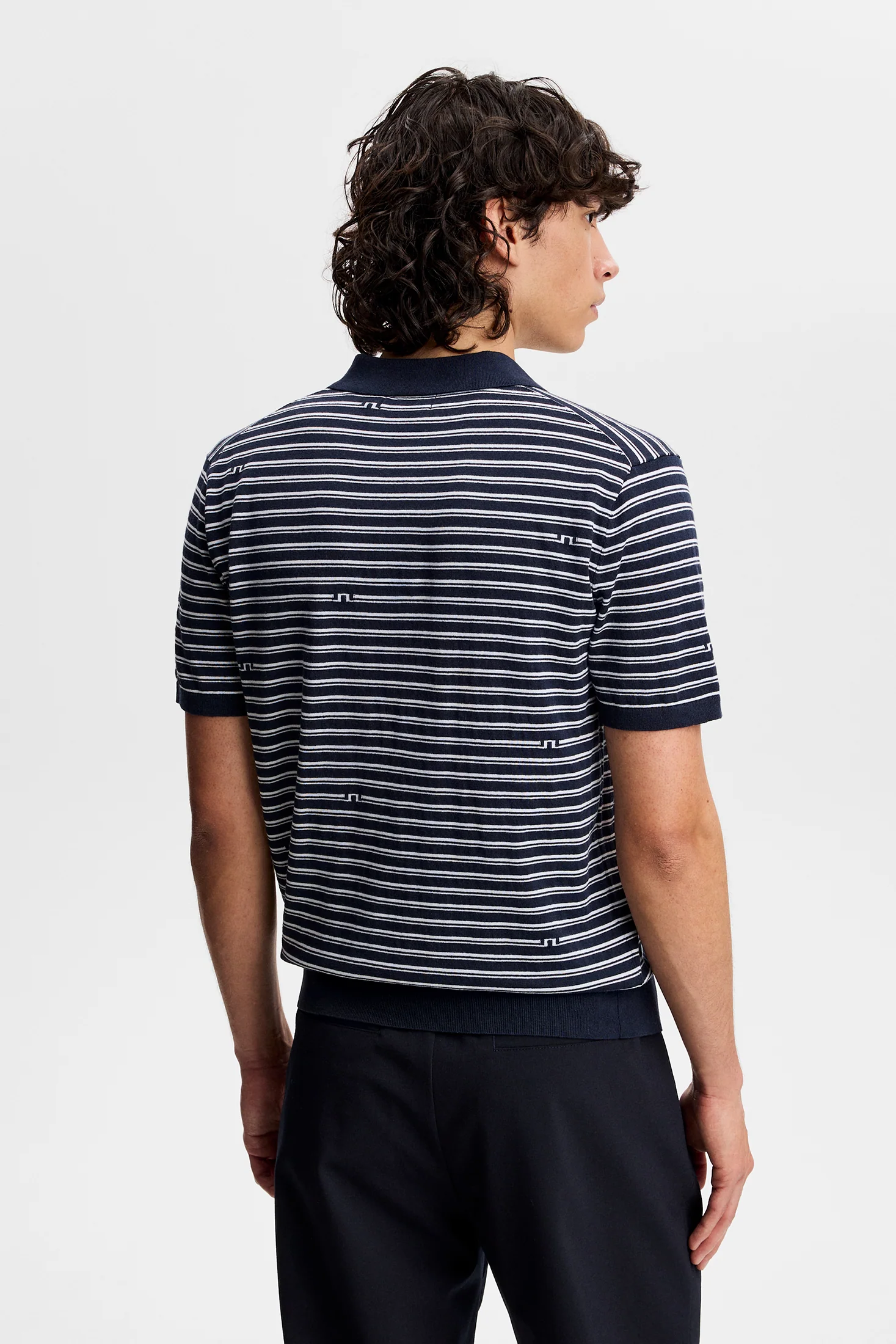 Ben Structure Stripe Polo / Bridge Stripe Navy - Image 3