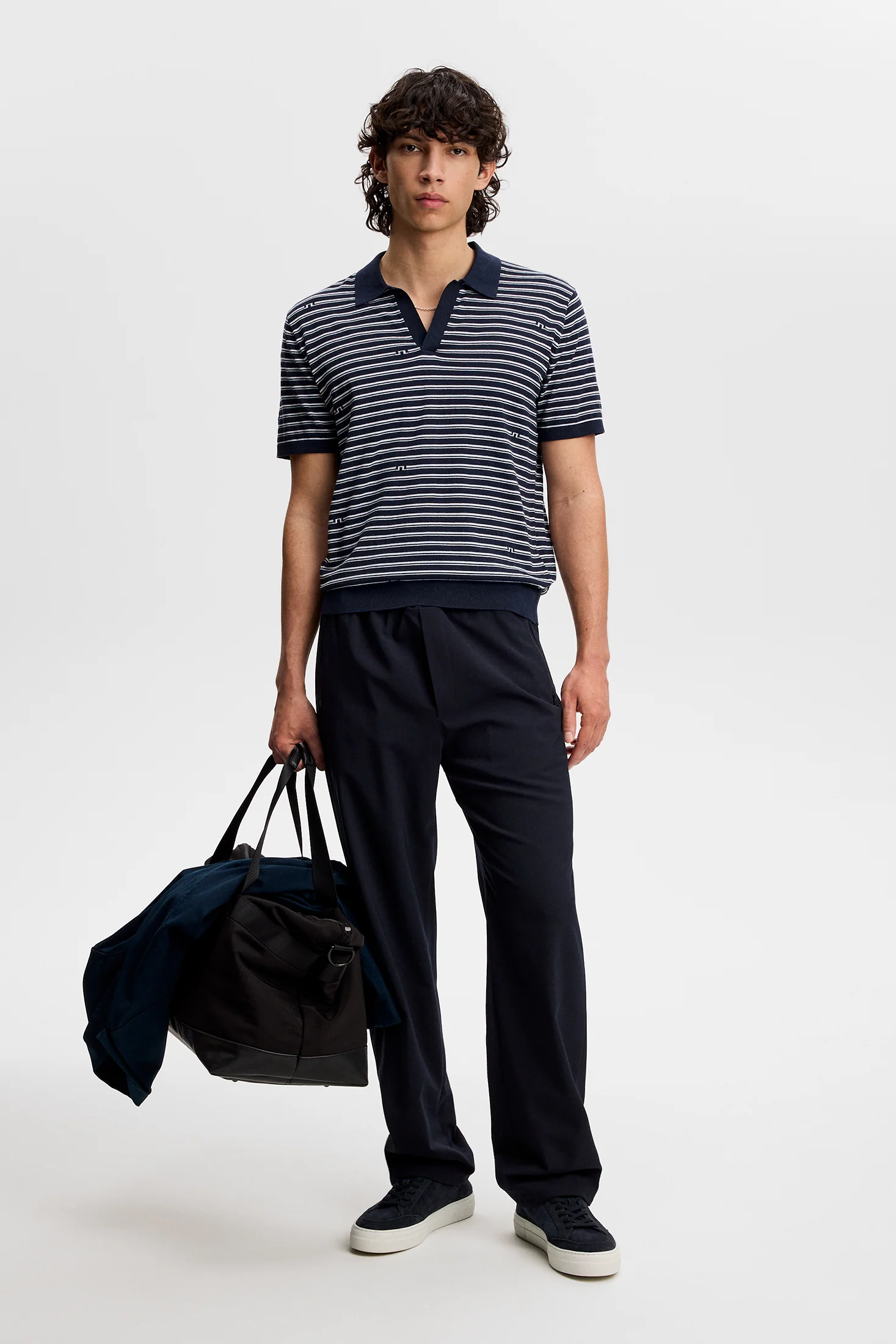 Ben Structure Stripe Polo / Bridge Stripe Navy - Image 4