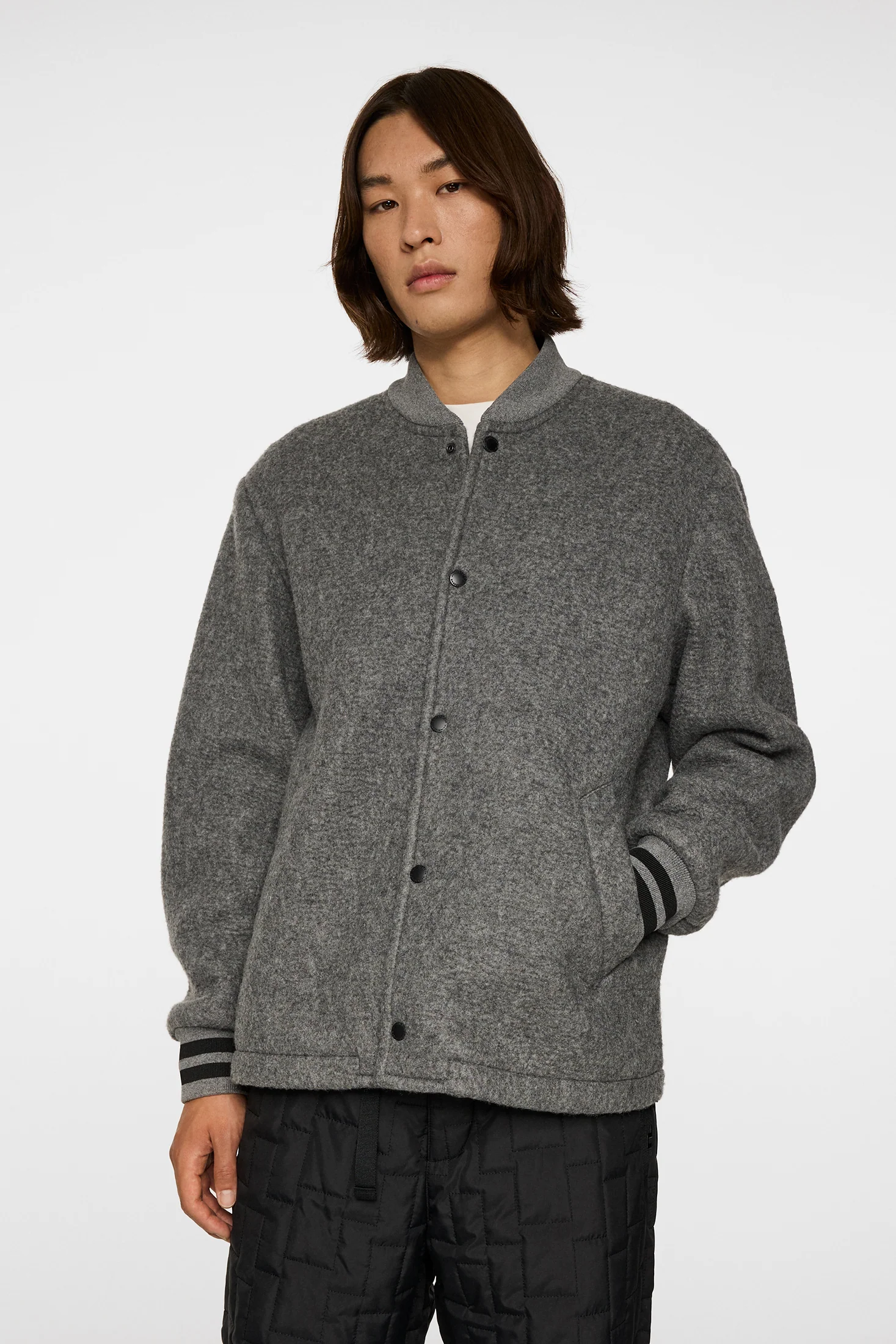 Blane Baseball wool jacket / Medium Grey Melange - Image 5