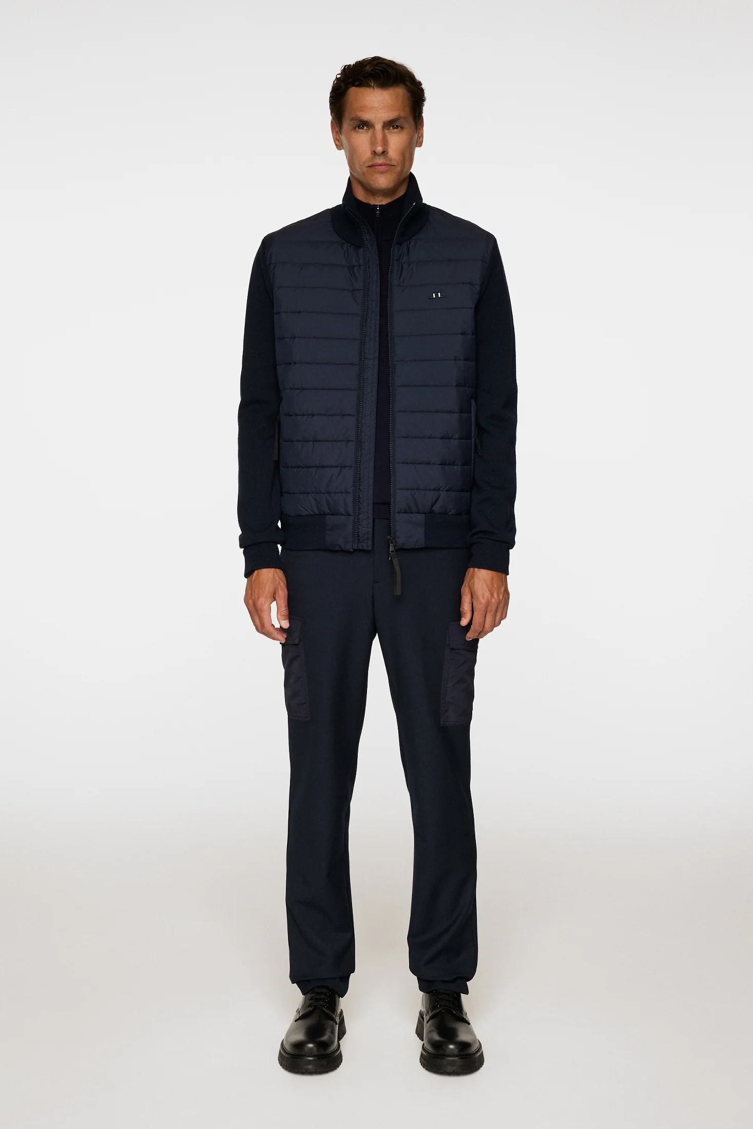 Bodie Knitted Hybrid Jacket / JL Navy - Image 4