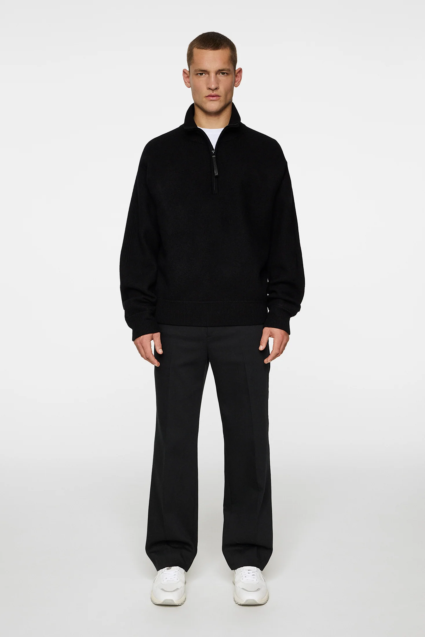 Bon Boiled Wool Quarter Zip / Black - Image 4