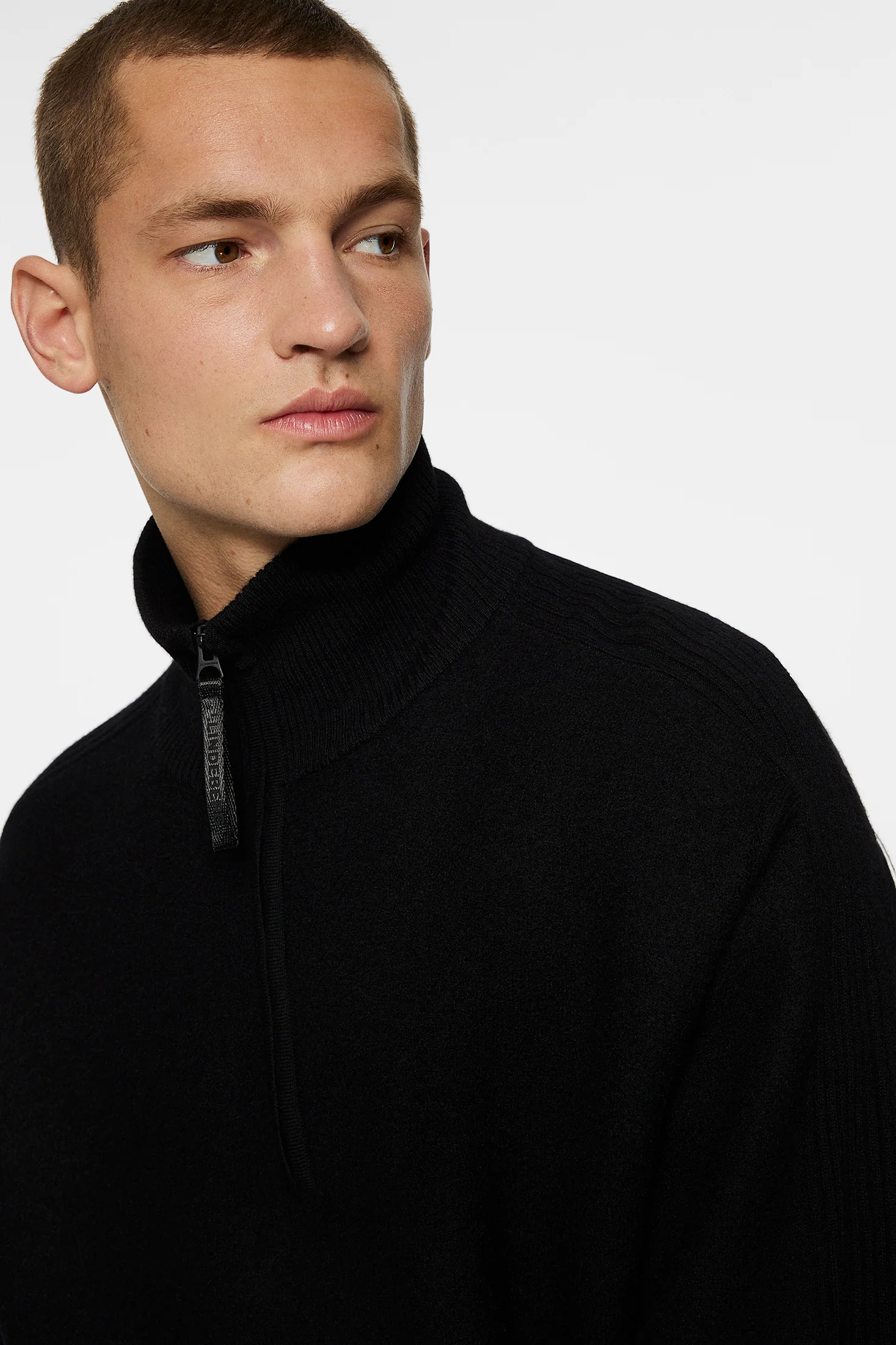 Bon Boiled Wool Quarter Zip / Black - Image 5
