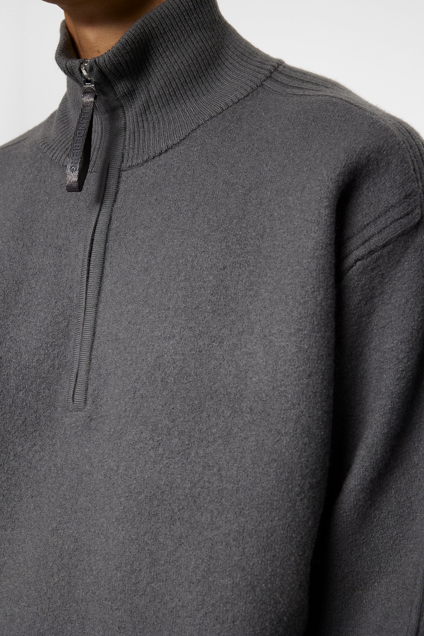Bon Boiled Wool Quarter Zip / Lava Smoke - Image 7