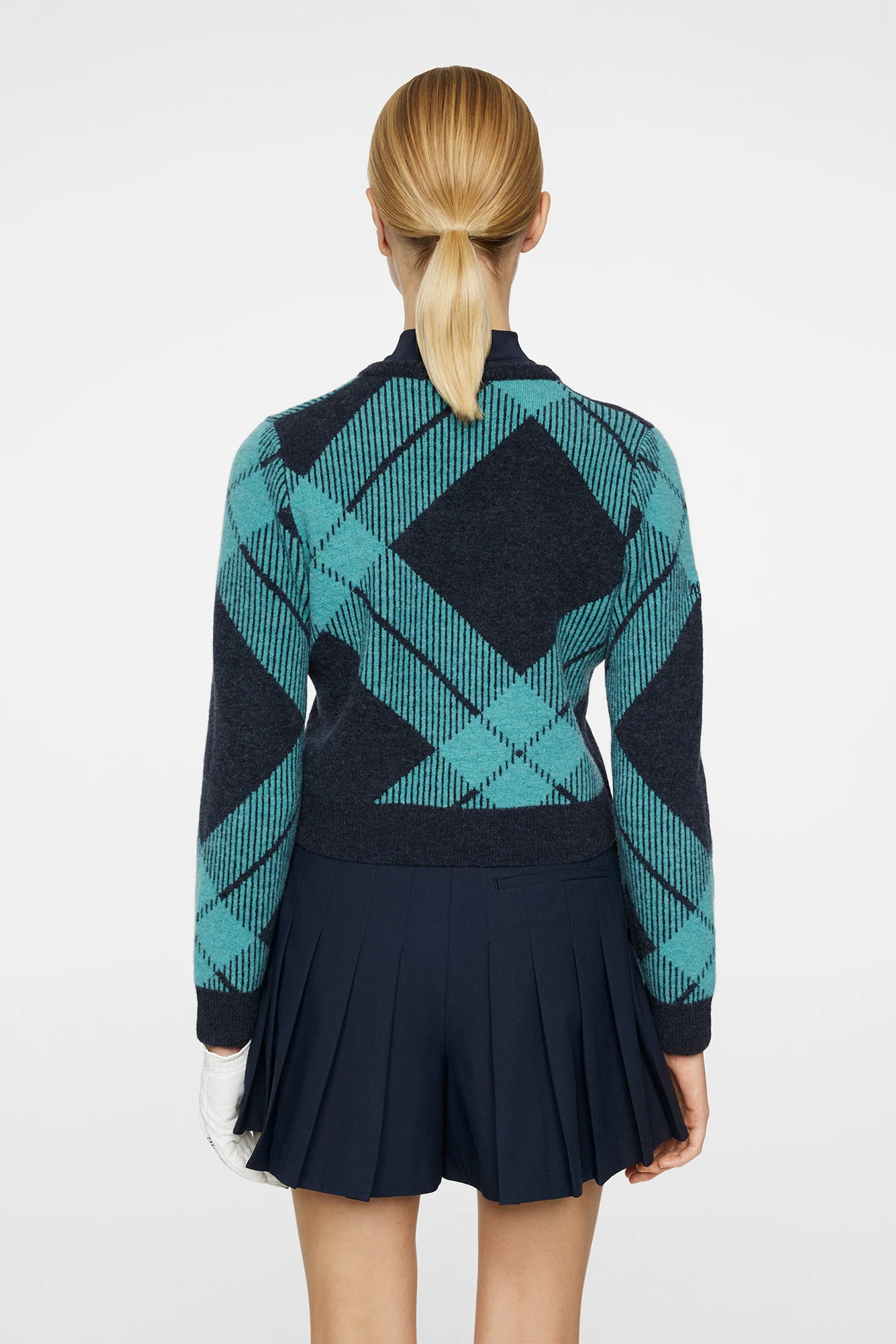 Brea Knitted V-Neck / Glenmuir Tartan Teal L - Image 3