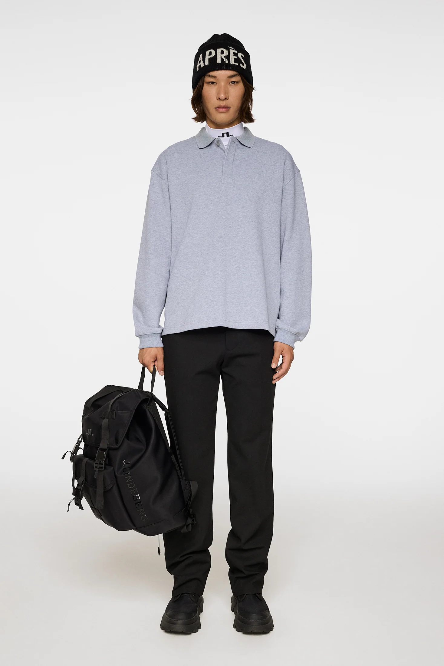 Cadan Polo Sweater / Medium Grey Melange - Image 4