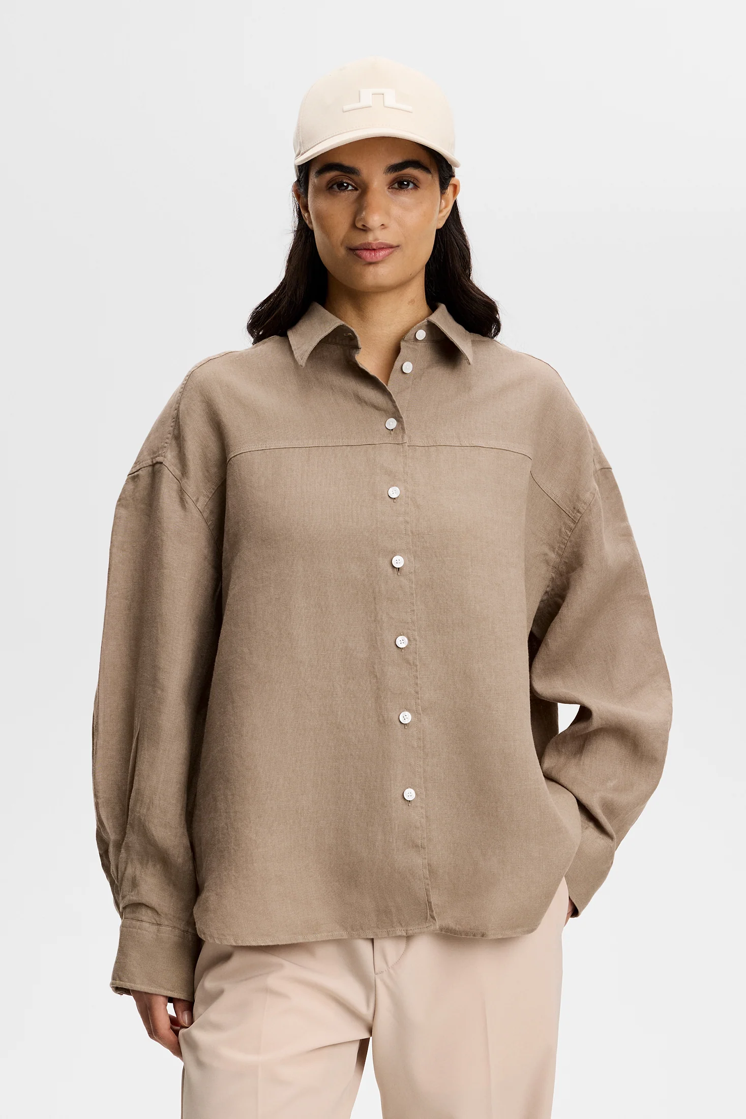 Clairo Clean Linen Shirt / Brindle - Image 2
