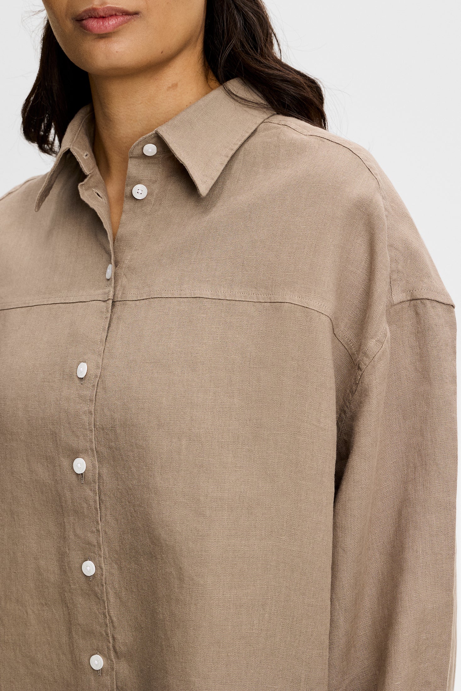 Clairo Clean Linen Shirt / Brindle - Image 5