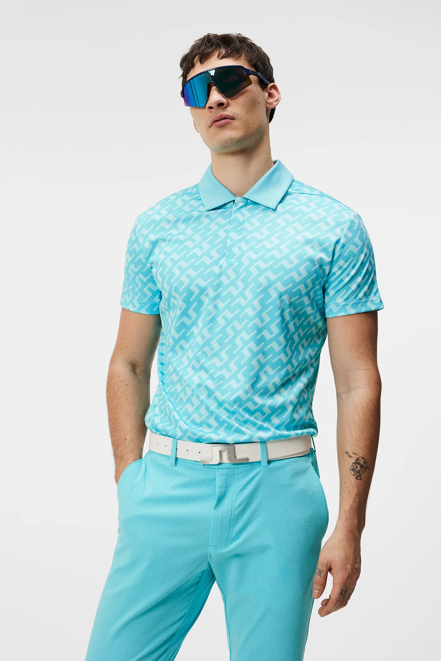 Dario Print Regular Fit Polo / Bias Bridge Blue Curacao - Image 2
