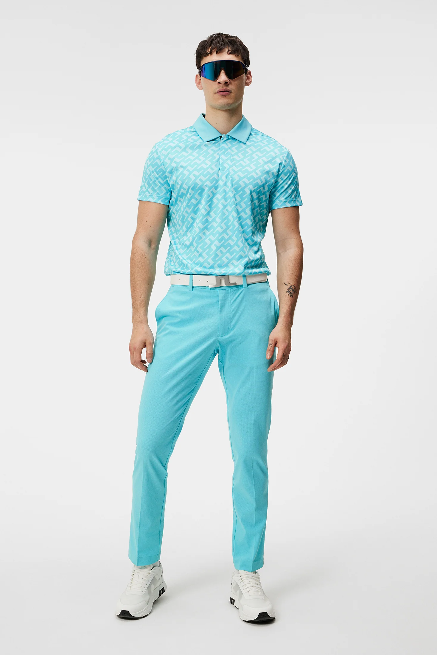Dario Print Regular Fit Polo / Bias Bridge Blue Curacao - Image 4