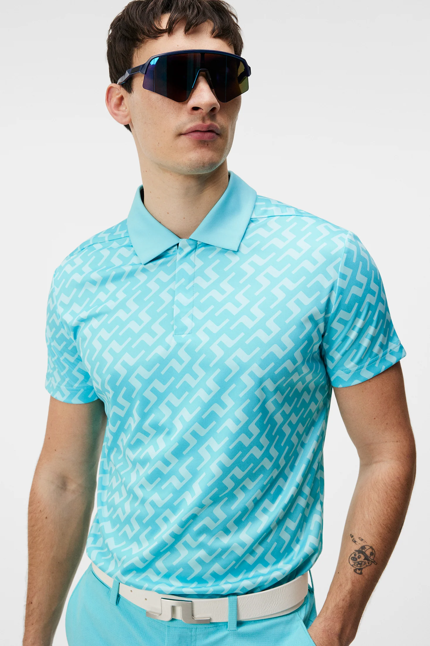 Dario Print Regular Fit Polo / Bias Bridge Blue Curacao - Image 5