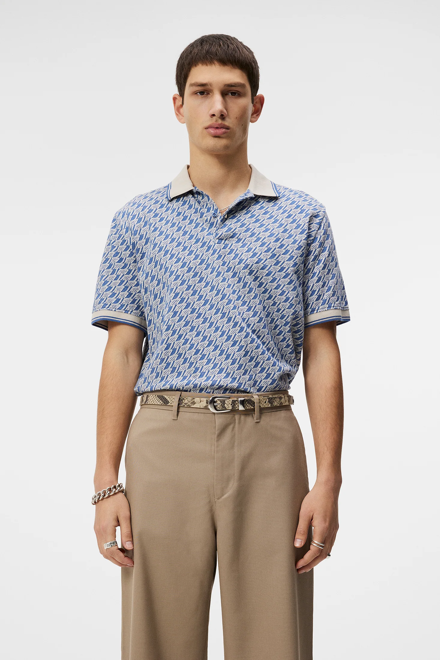 Devon Jacquard Polo / Bijou Blue - Image 2