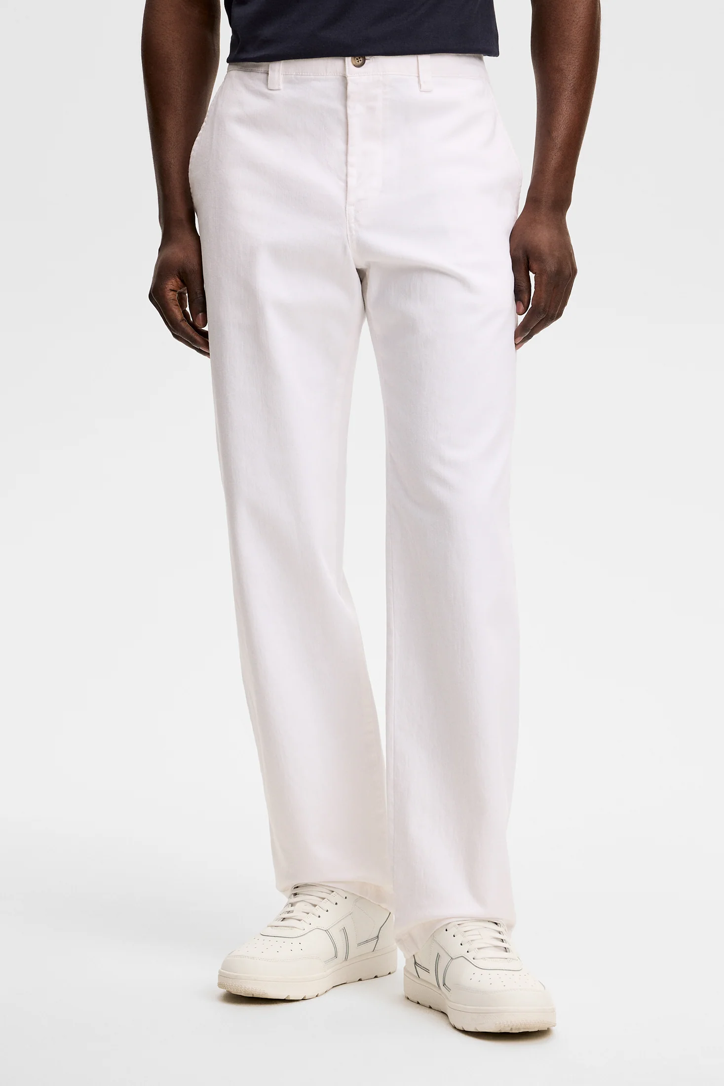 Devyn Straight Cotton Pants / White - Image 3