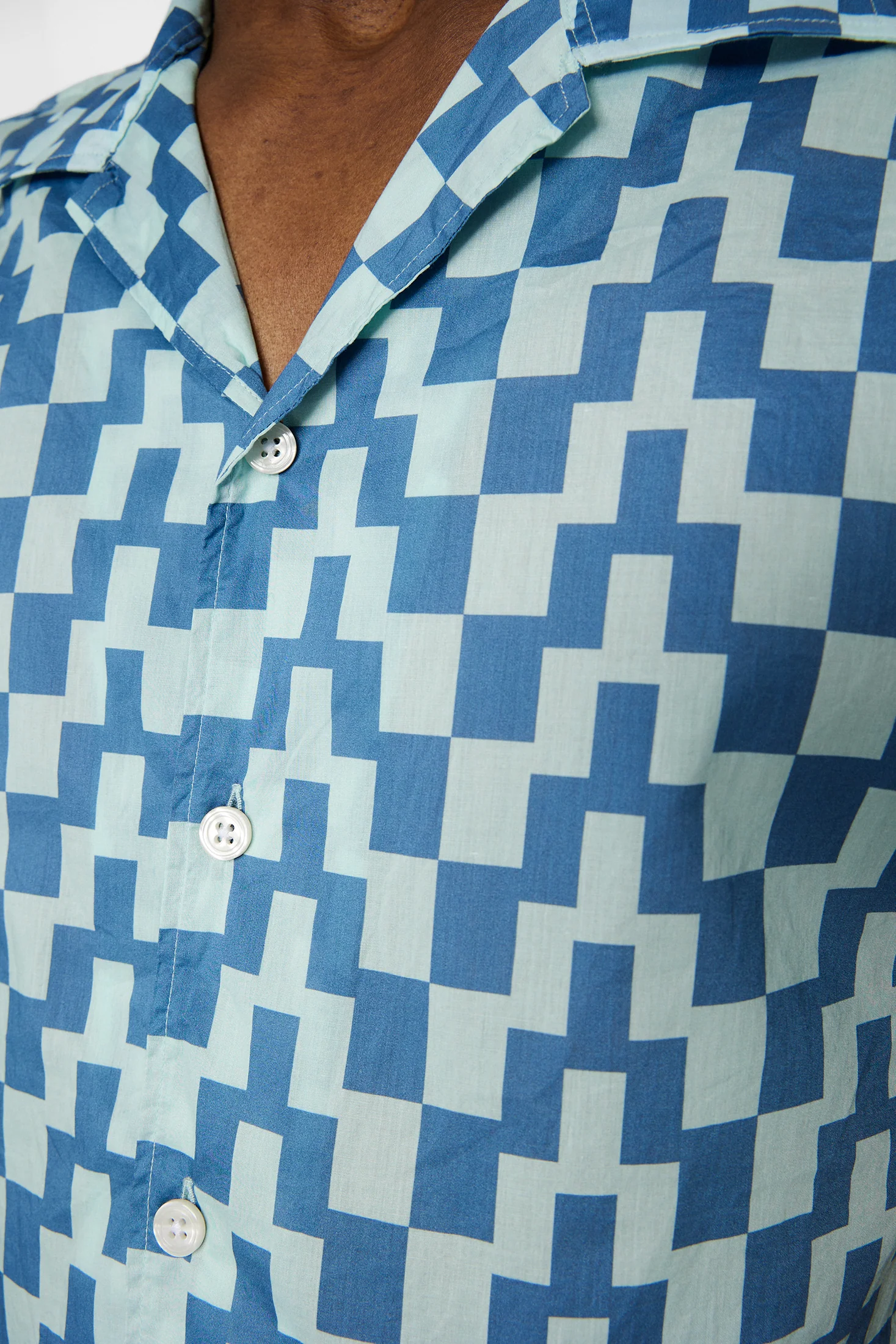Donso Cotton Printed Shirt / Bridge Stack Blue M - Image 6