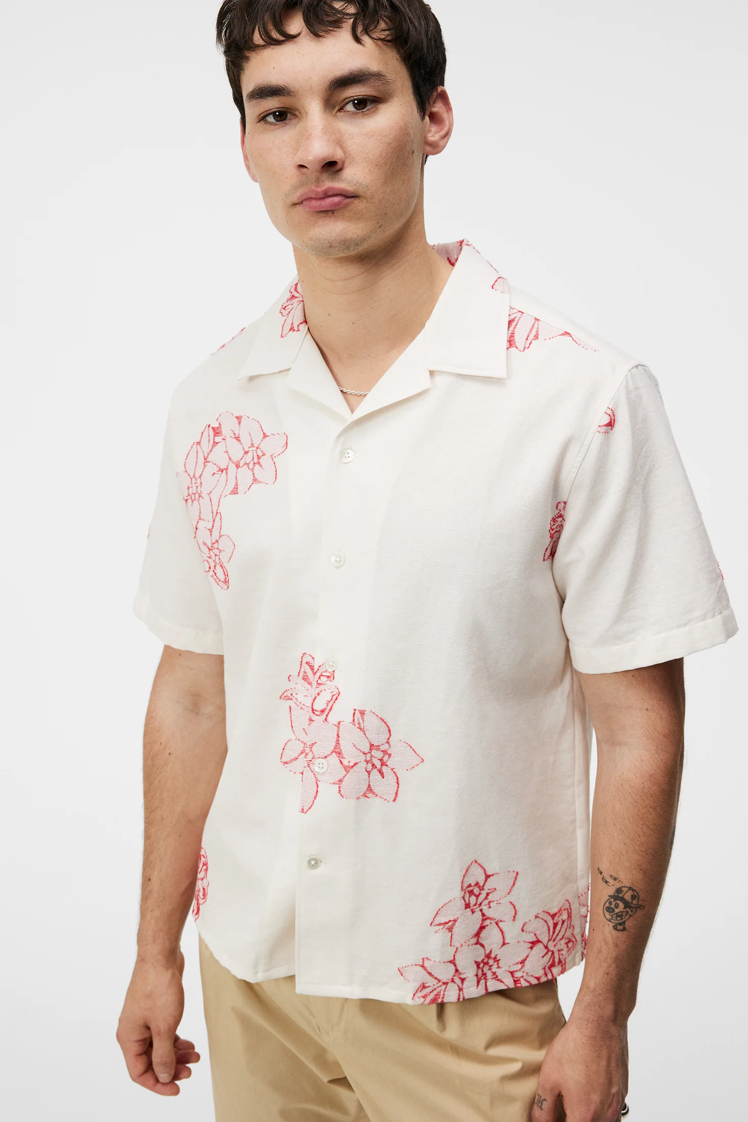 Donso Fil Coupe Floral Shirt / Cloud White - Image 5