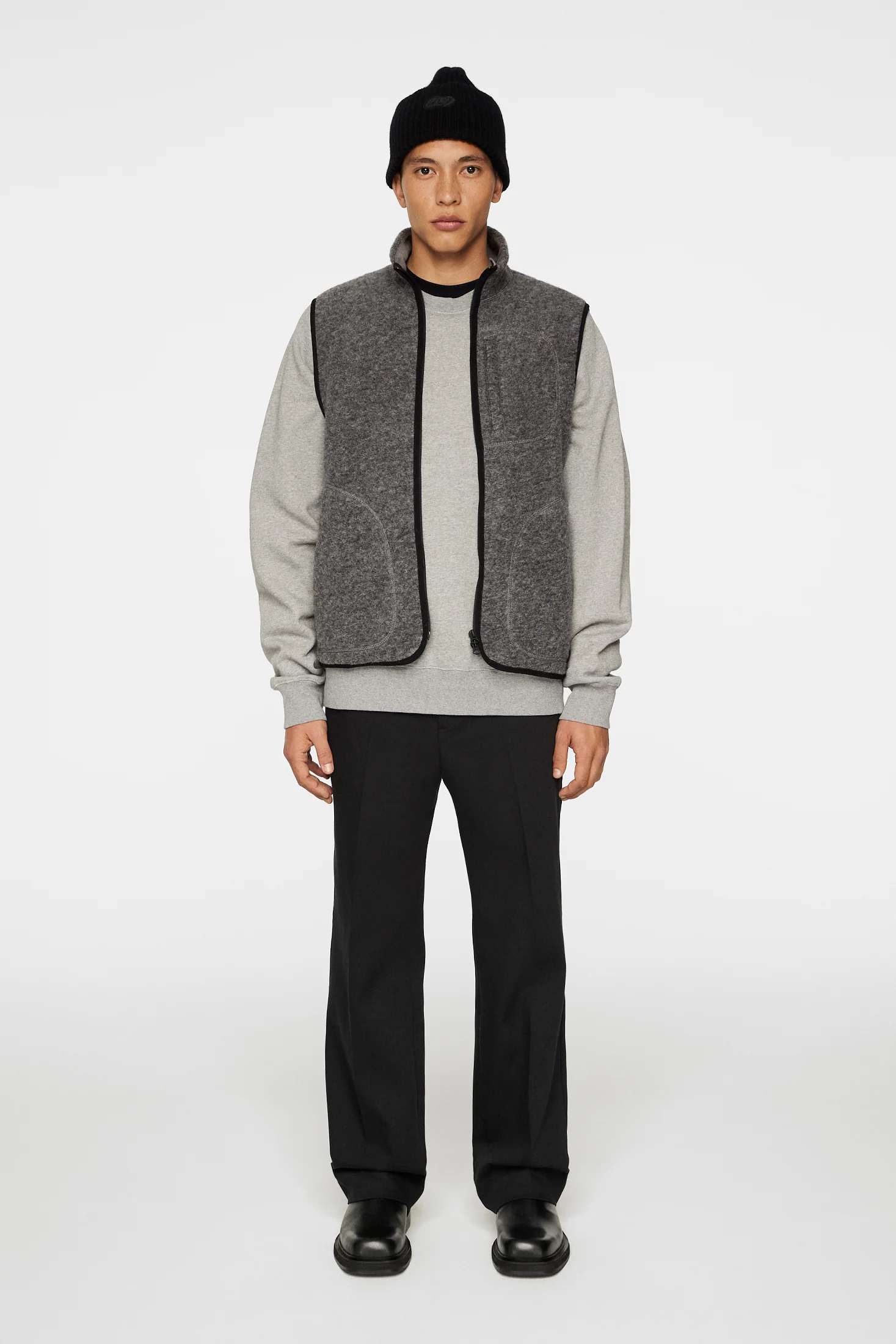 Duncan Wool Fleece Vest / Light Grey Melange - Image 4