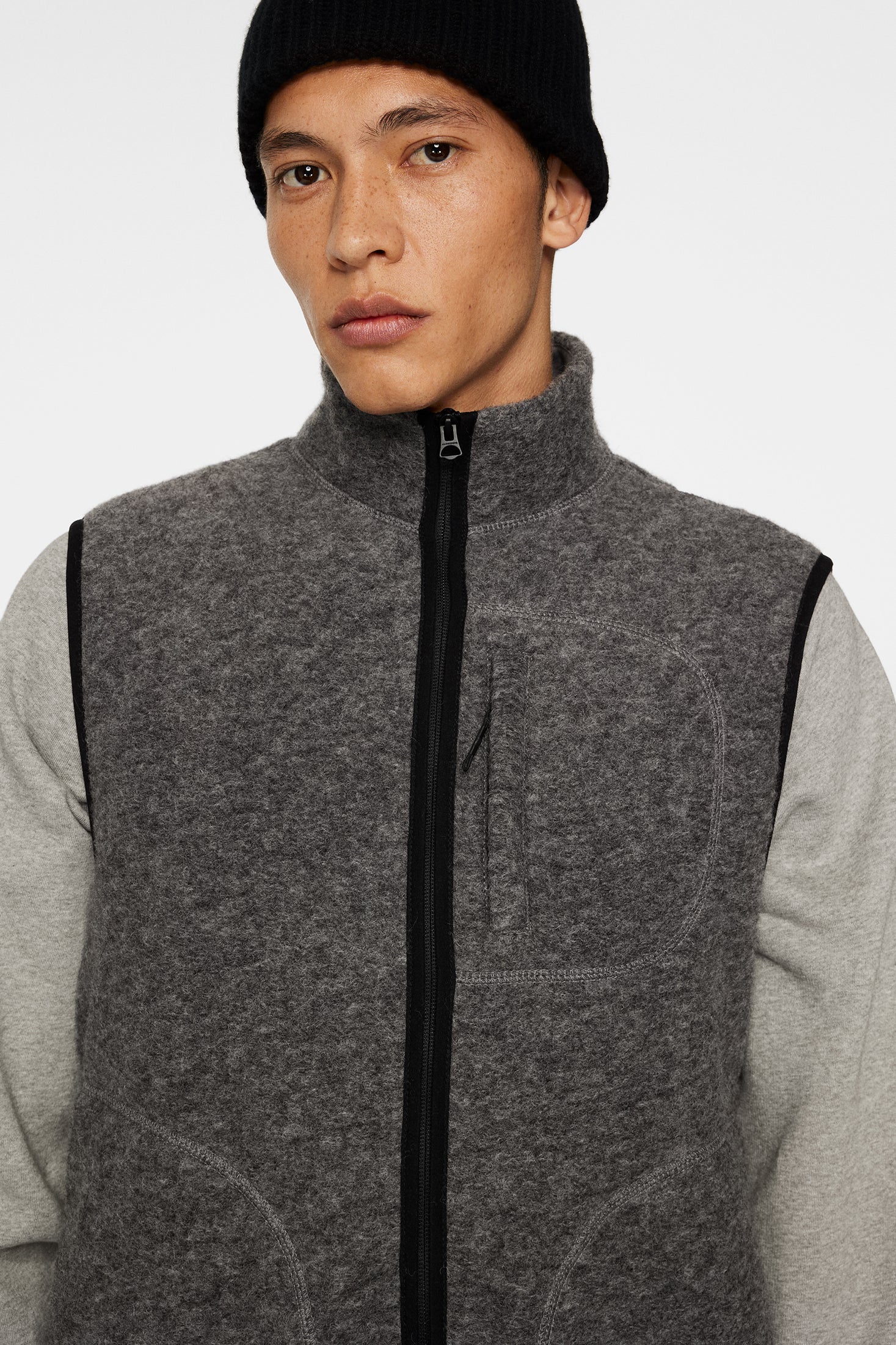 Duncan Wool Fleece Vest / Light Grey Melange - Image 5