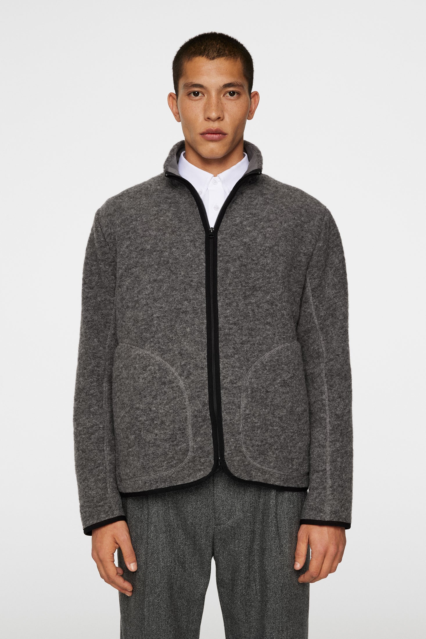 Dustin Wool Fleece Jacket / Light Grey Melange - Image 2