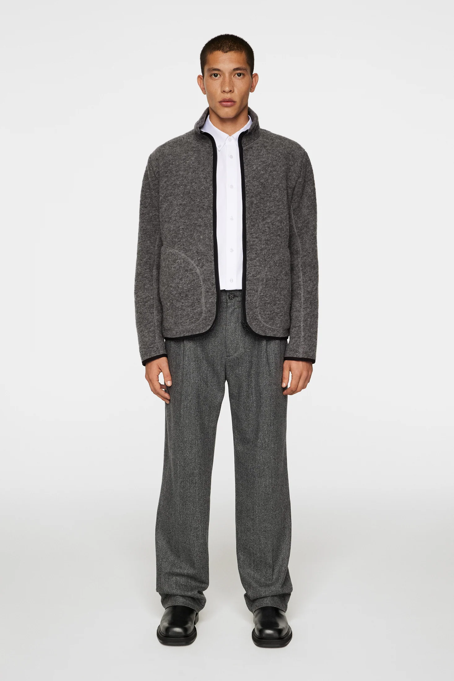 Dustin Wool Fleece Jacket / Light Grey Melange - Image 4