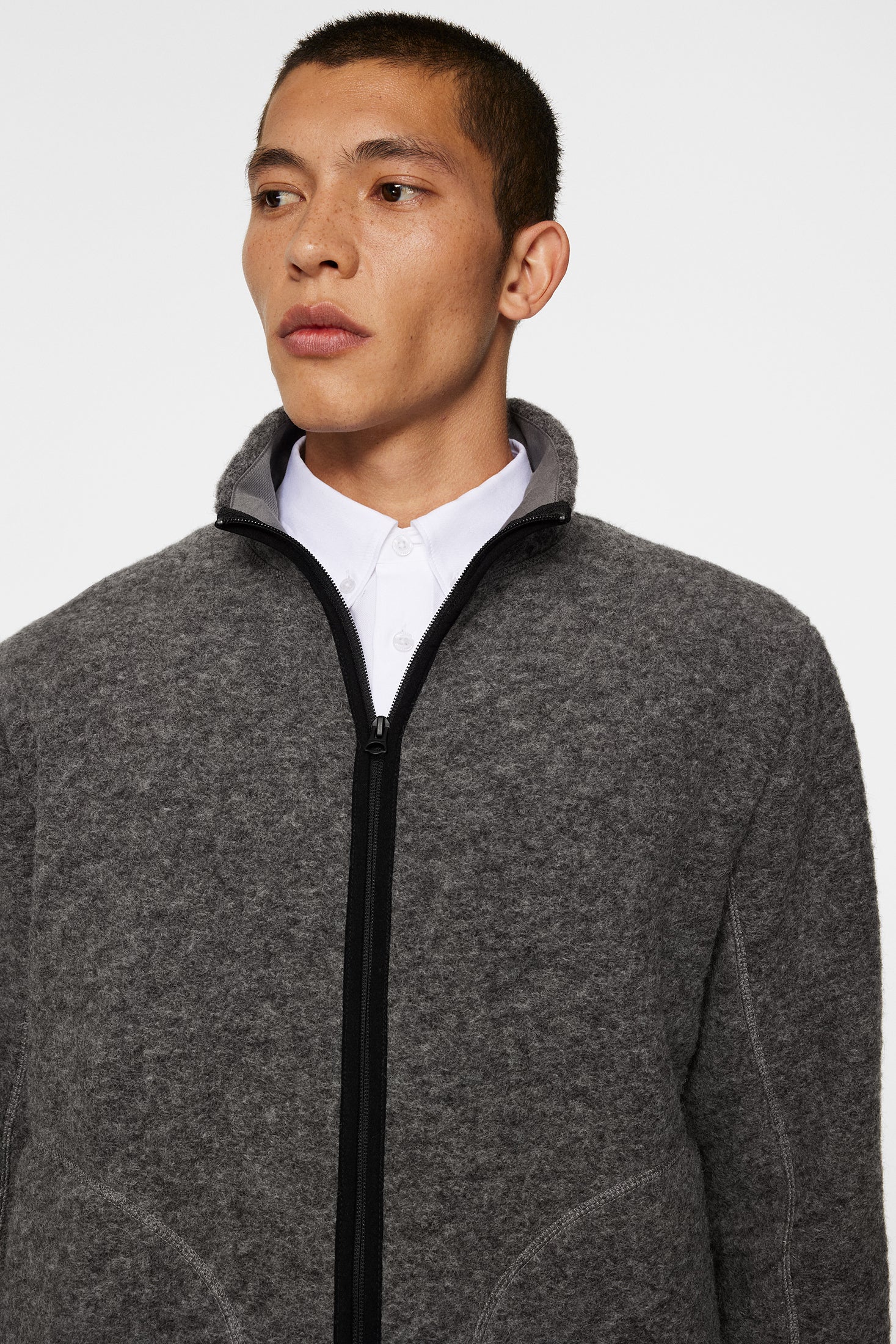 Dustin Wool Fleece Jacket / Light Grey Melange - Image 5