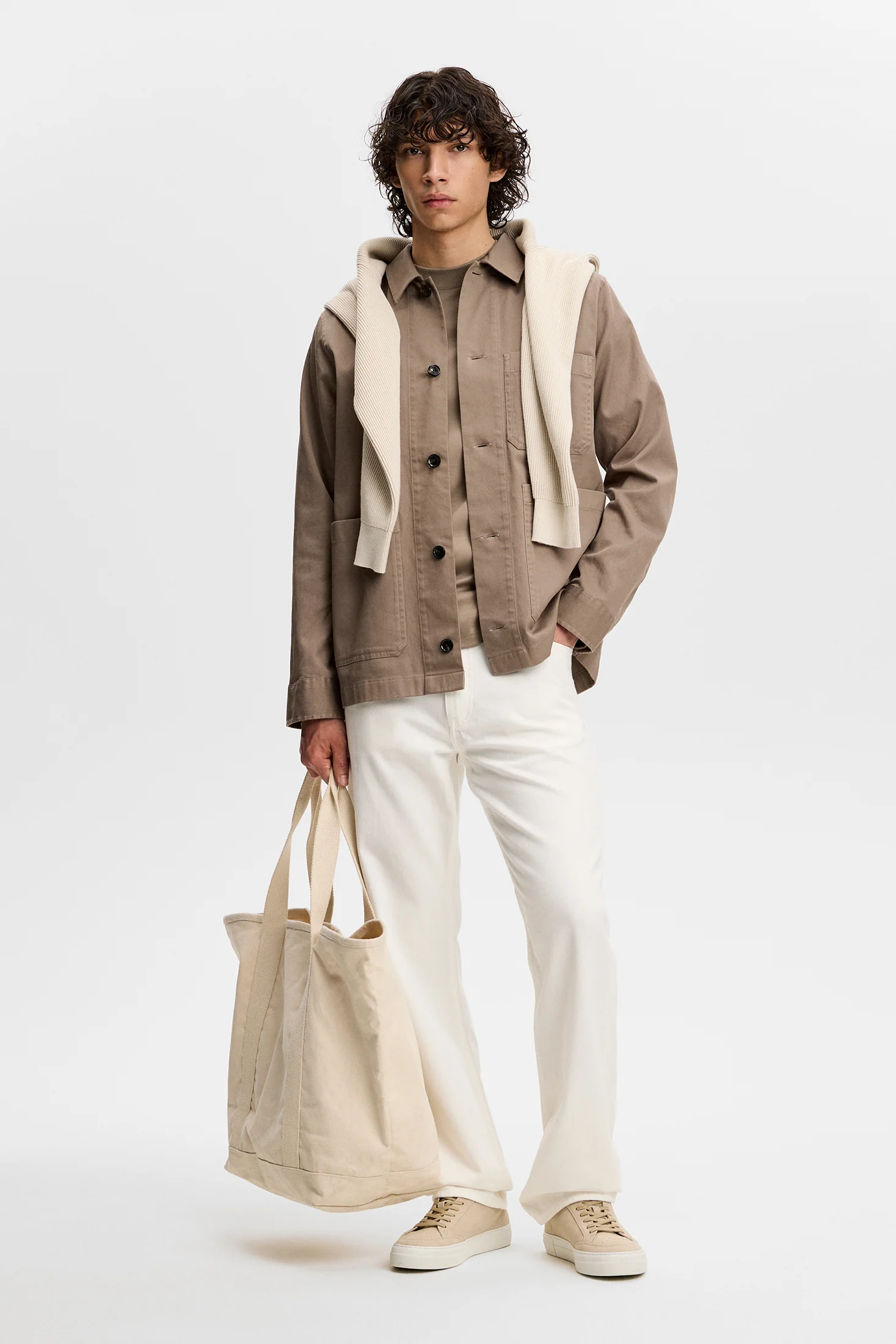 Easton Cotton Overshirt / Brindle - Image 4