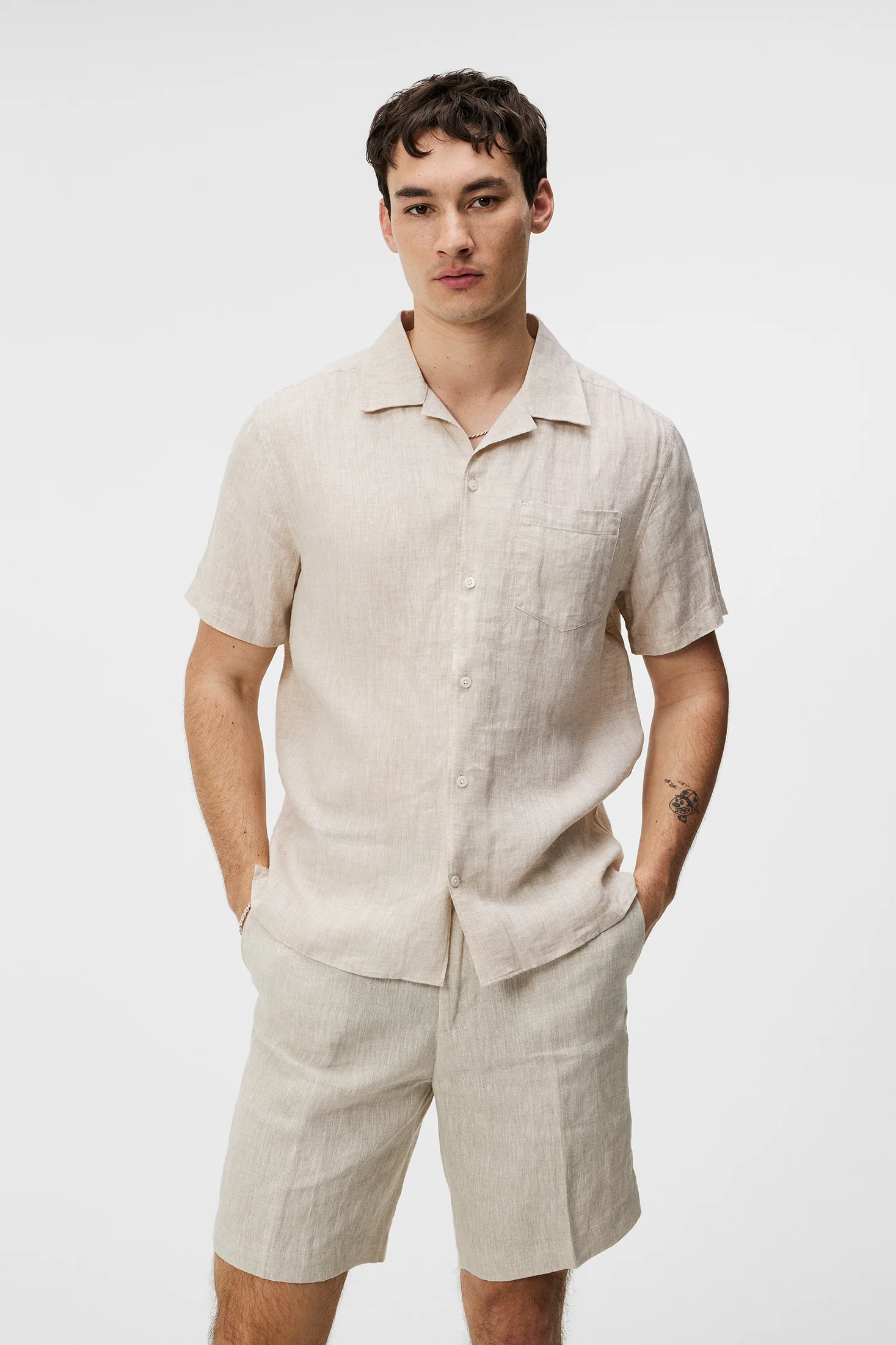Elio Linen Melange Shirt / Safari Beige - Image 2
