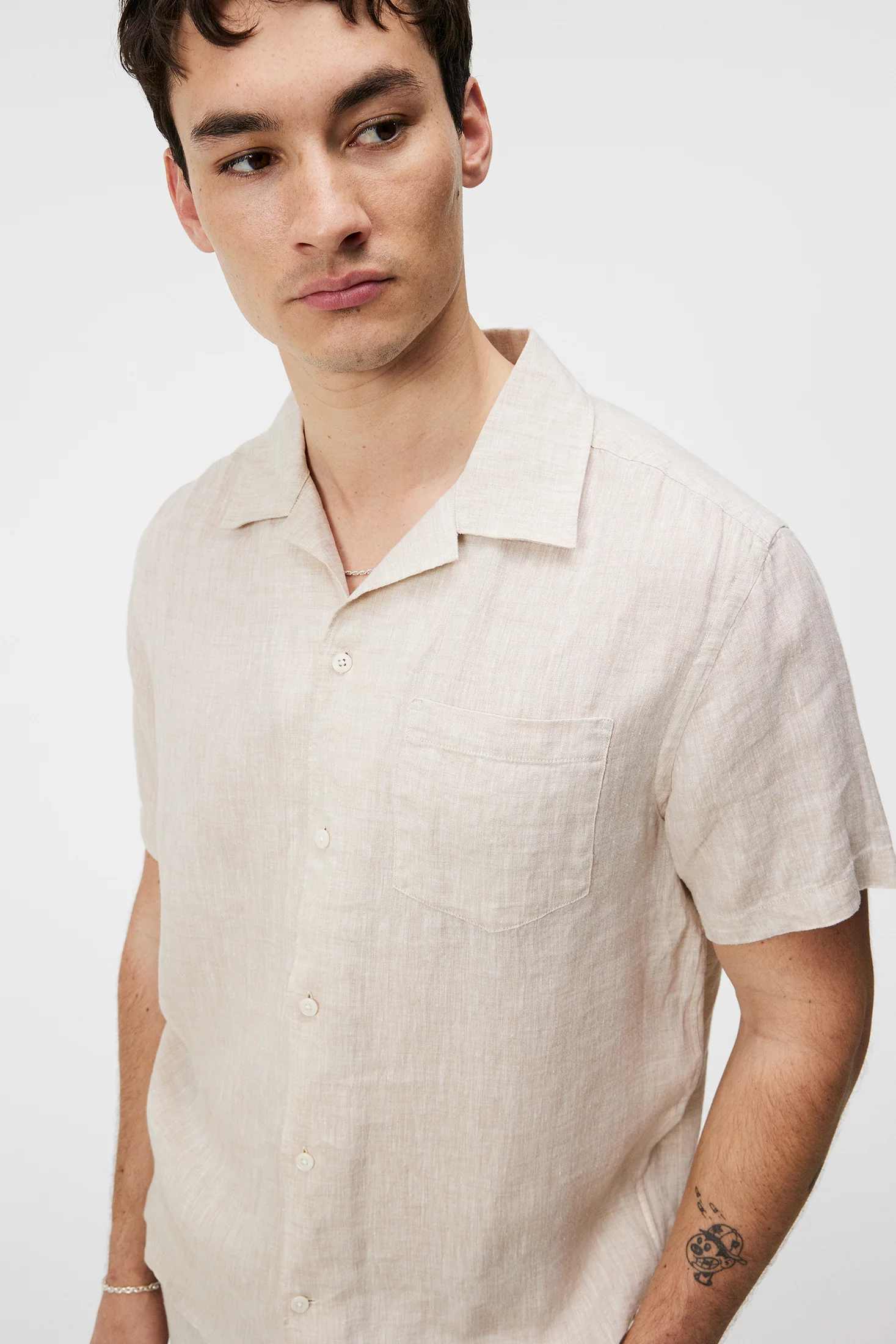 Elio Linen Melange Shirt / Safari Beige - Image 5