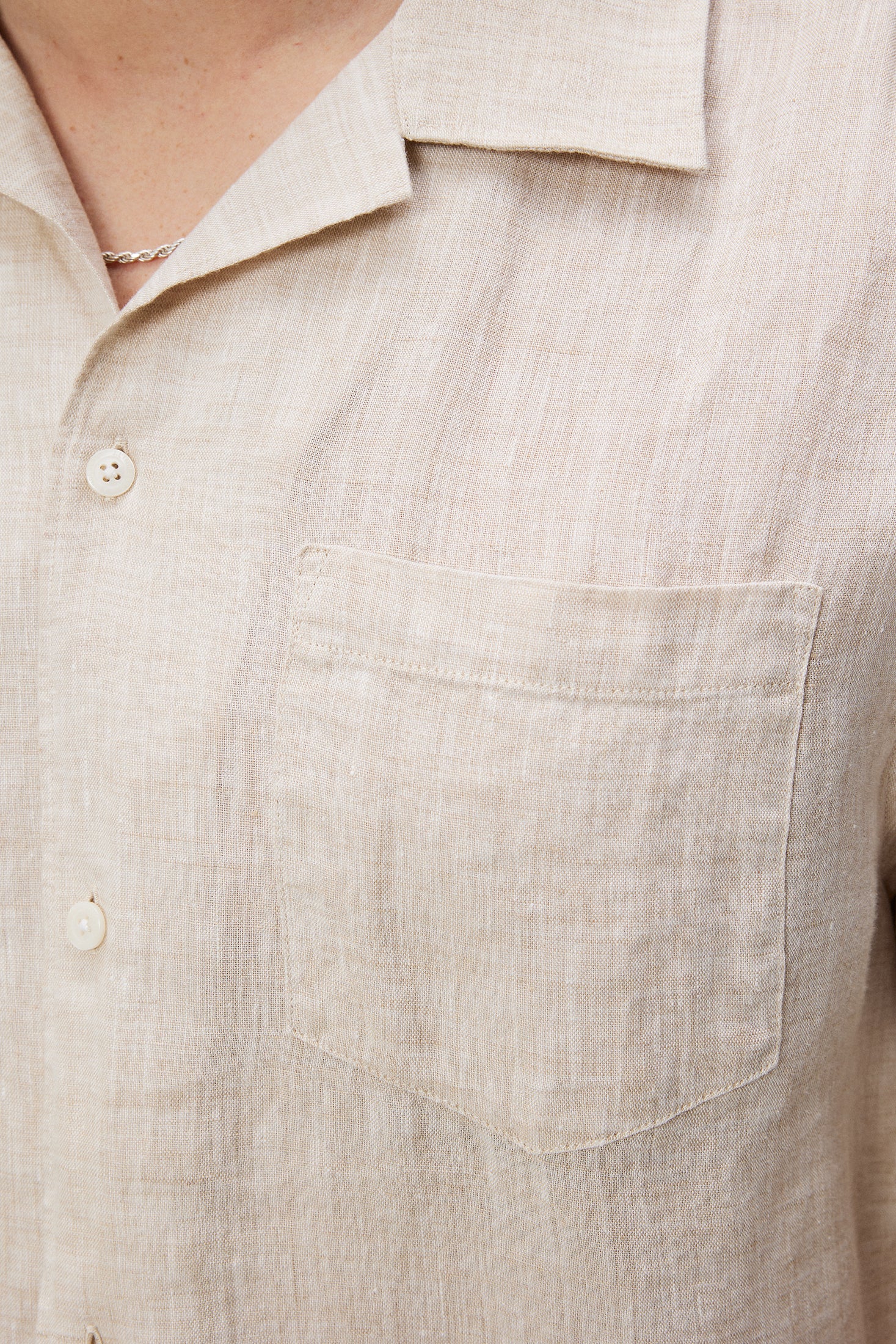 Elio Linen Melange Shirt / Safari Beige - Image 6