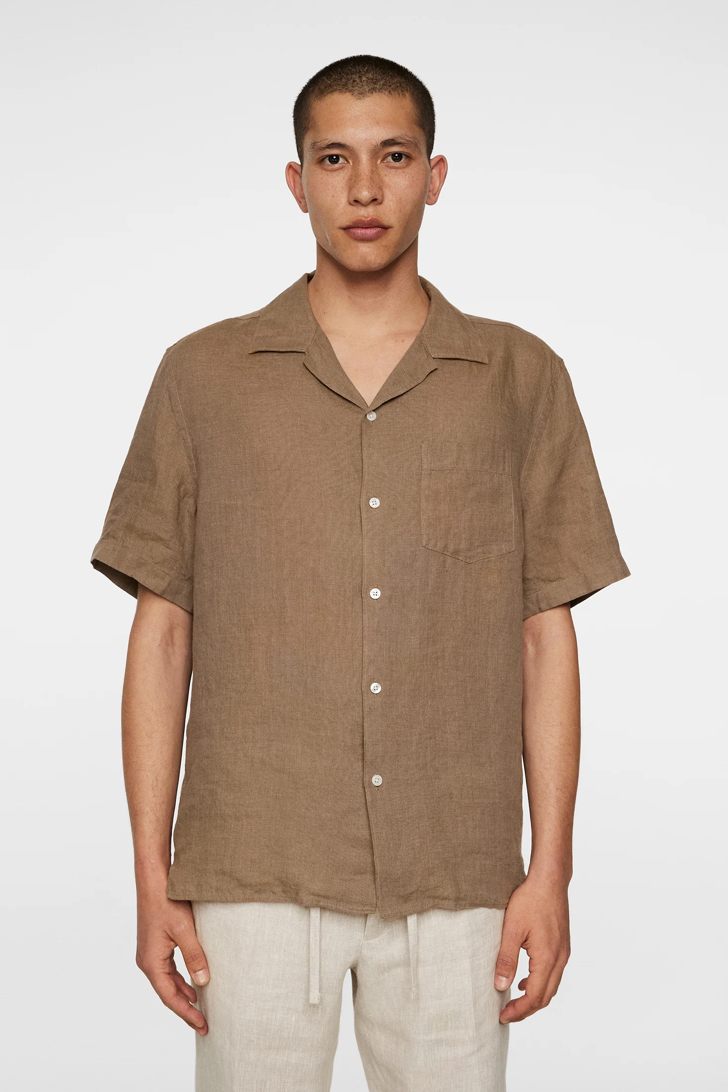 Elio Linen Melange Shirt / Sepia Tint - Image 2