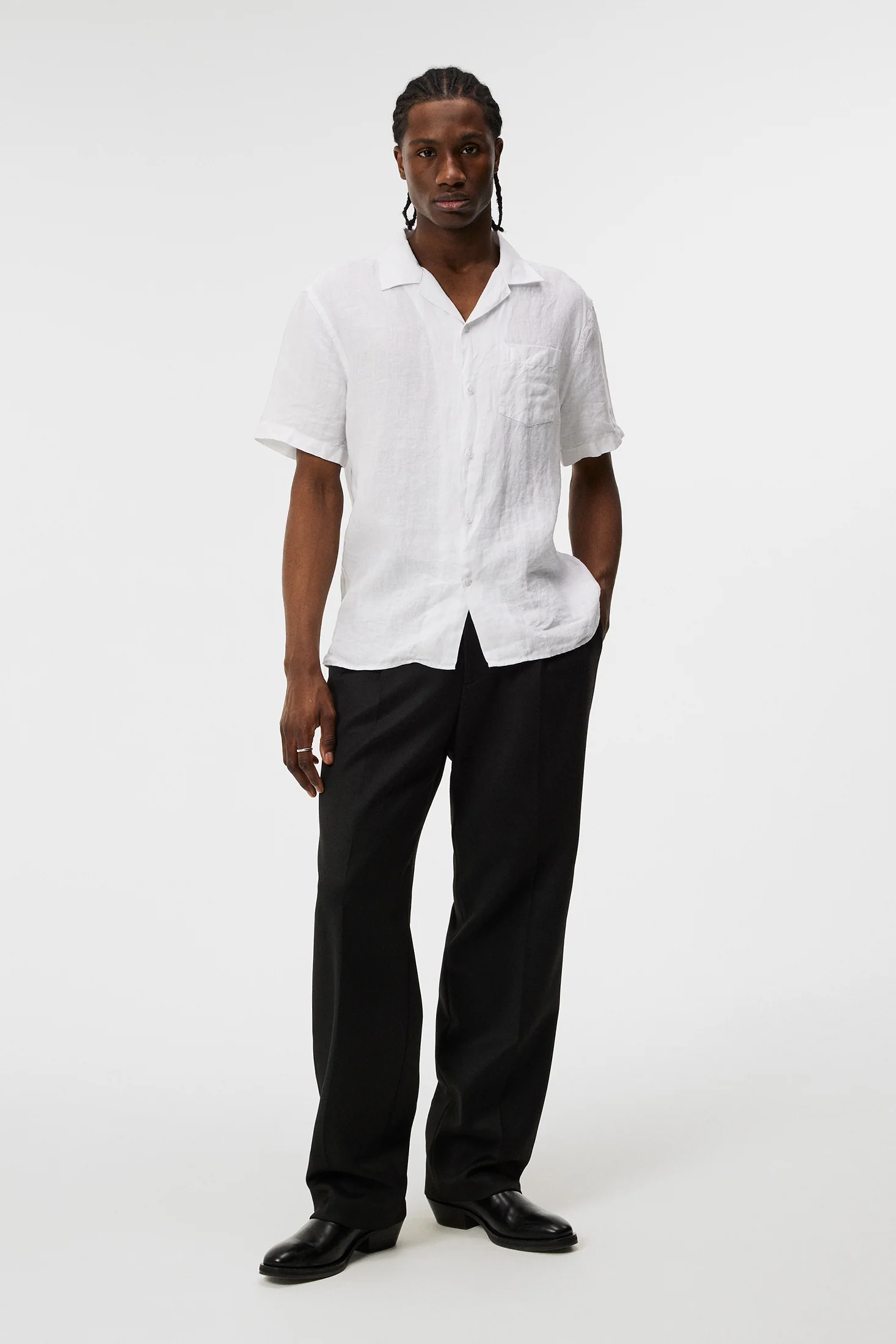 Elio Linen Melange Shirt / White - Image 4