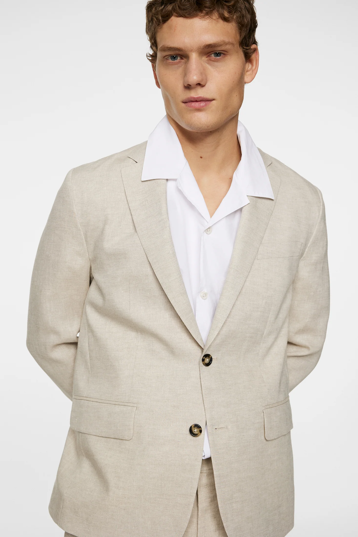 Elton U Super Linen Blazer / Moonbeam - Image 5