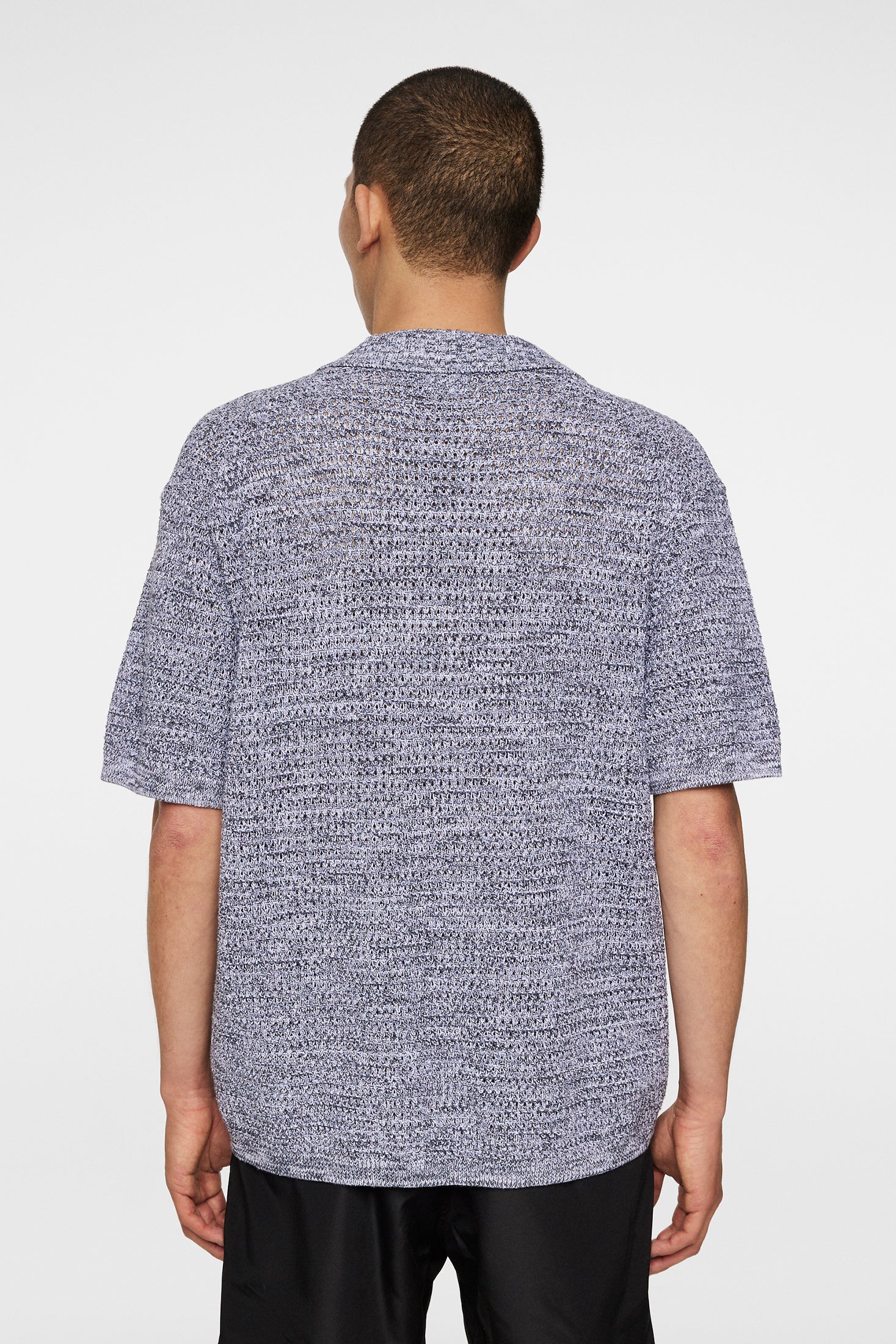 Ethan Open Collar Knit Polo / Ombre Blue - Image 3