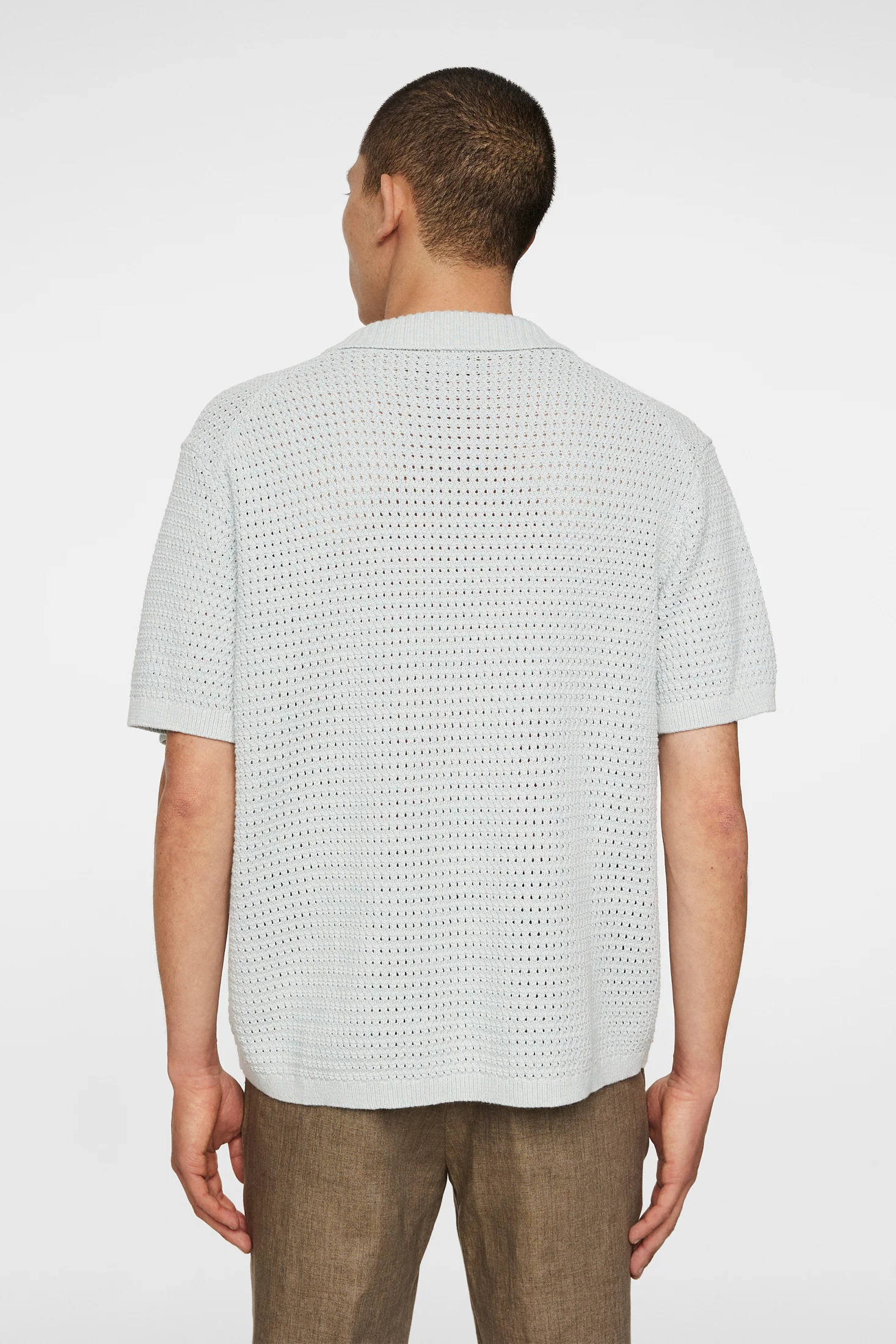 Ethan Open Collar Knit Polo / Winter Sky - Image 3