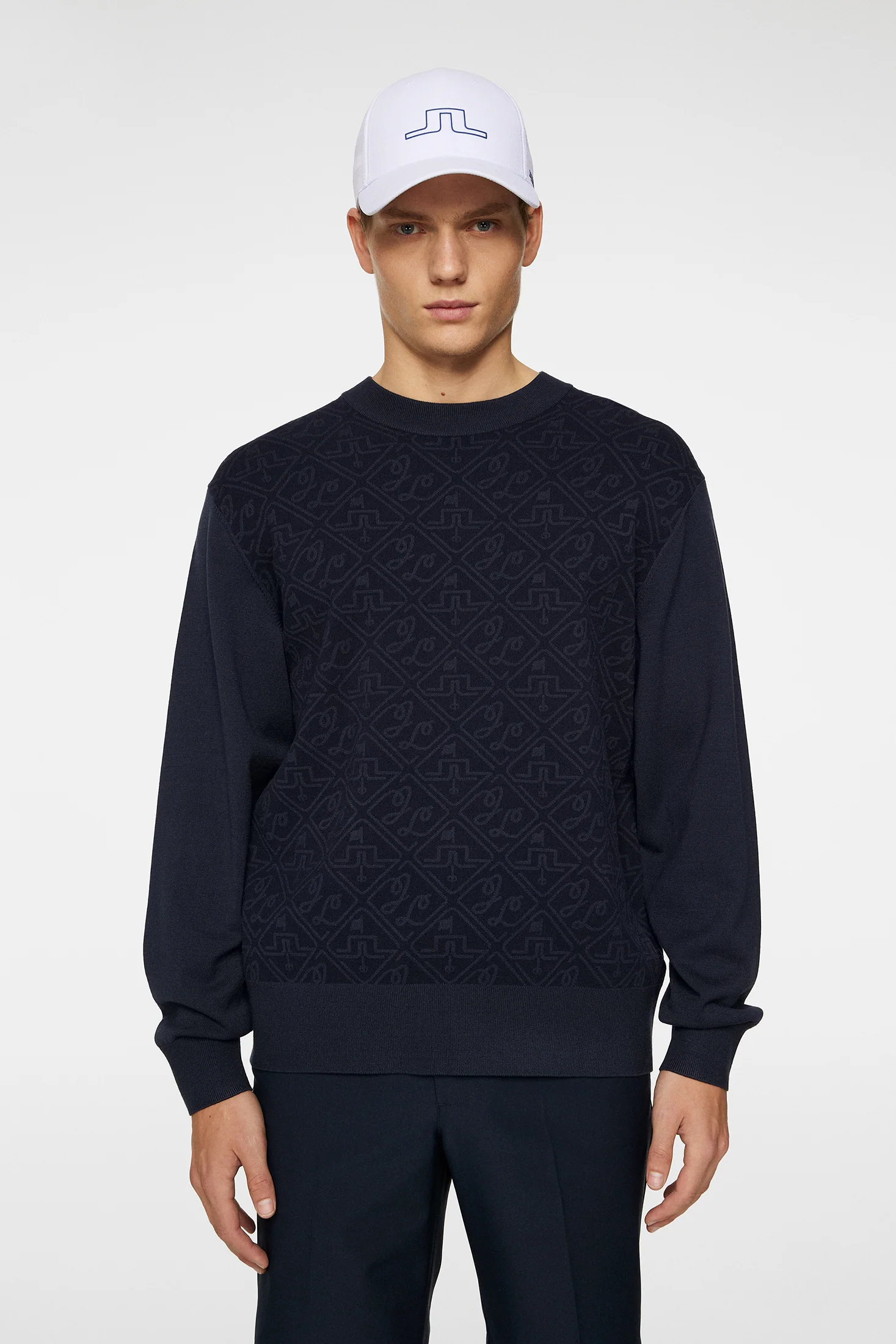 Finn Jacquard Knitted Sweater / JL Navy - Image 2