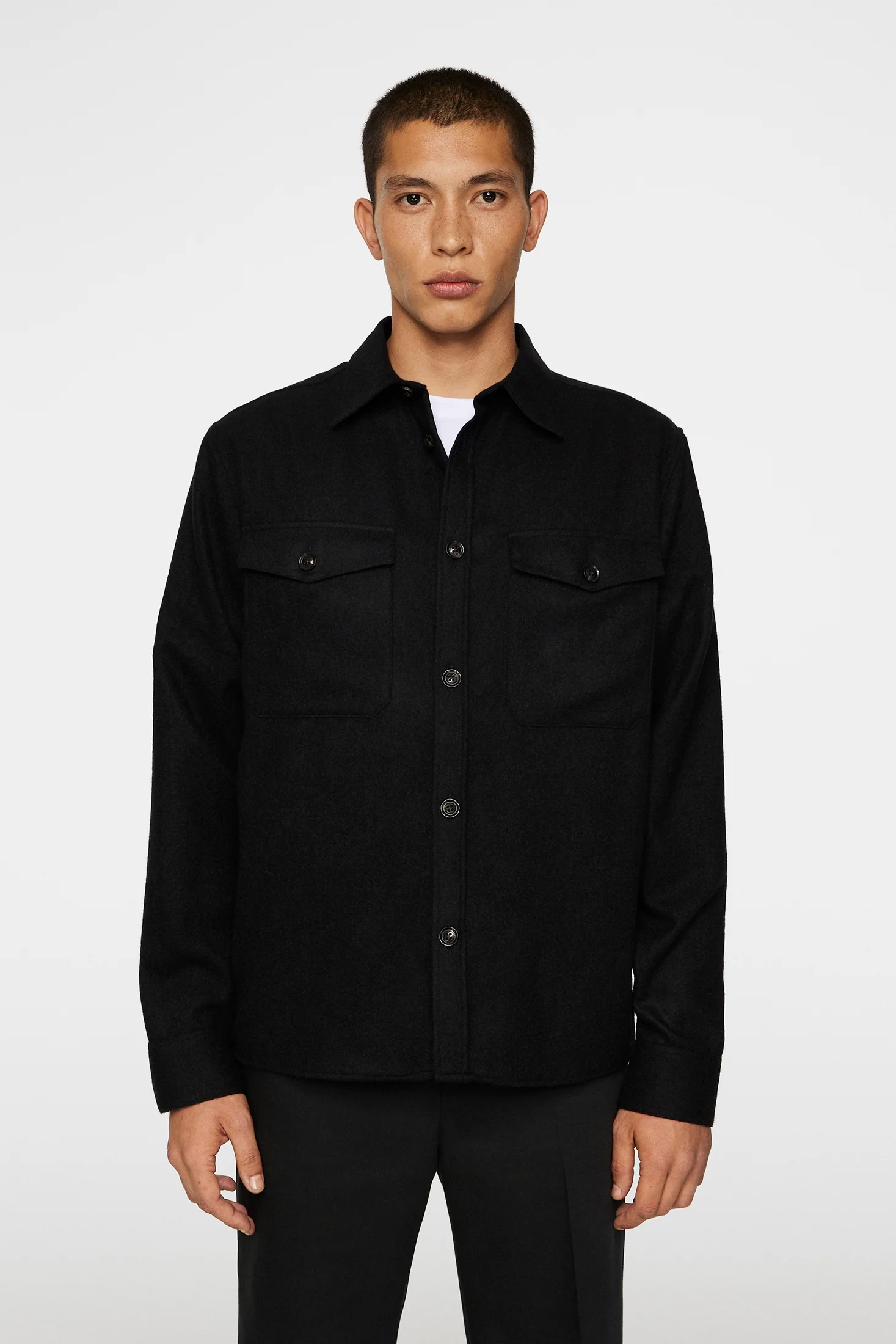 Flat Wool Overshirt / Black - Image 2